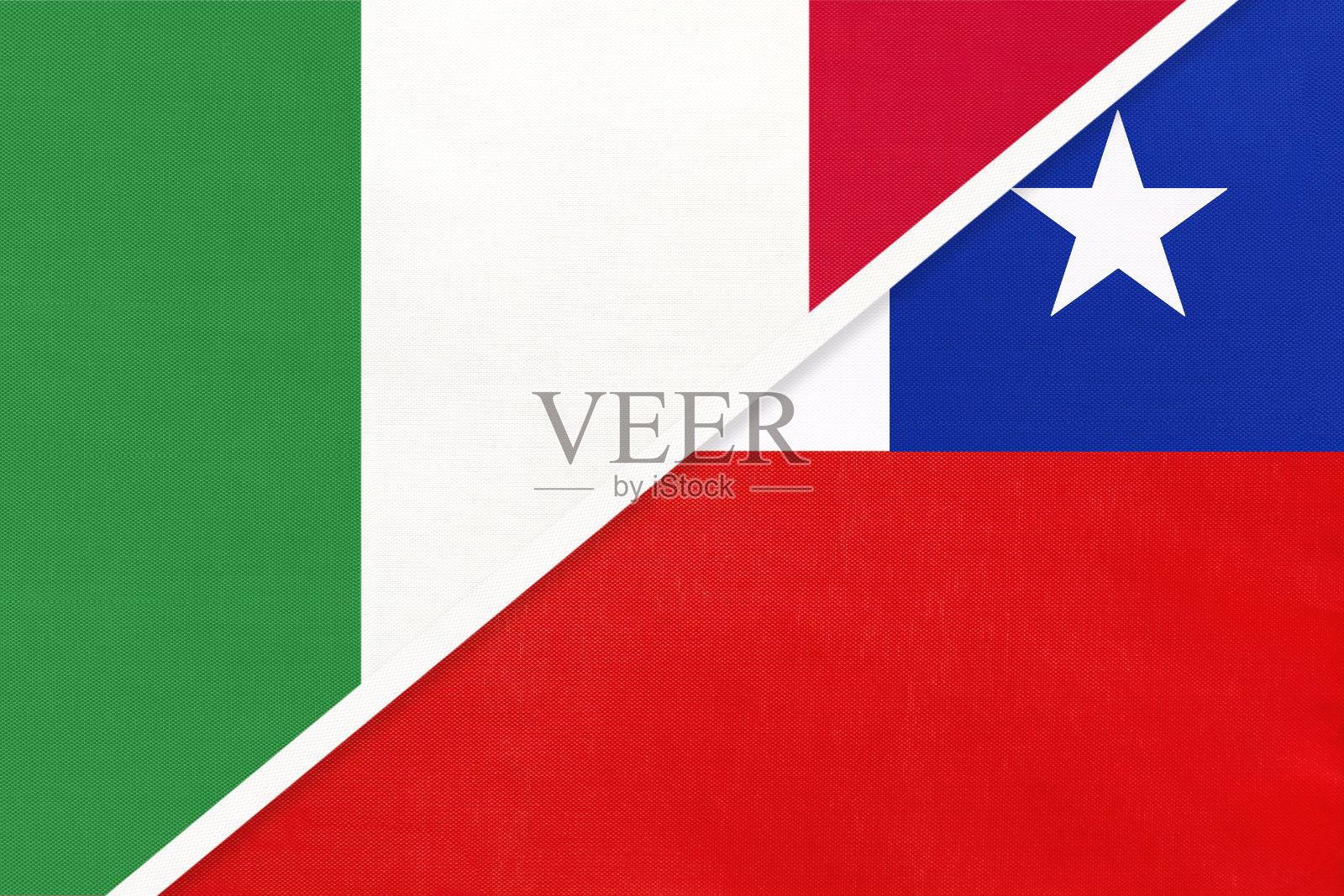 象征意大利和智利两国国旗的纺织品。两国之间的冠军。插画图片素材