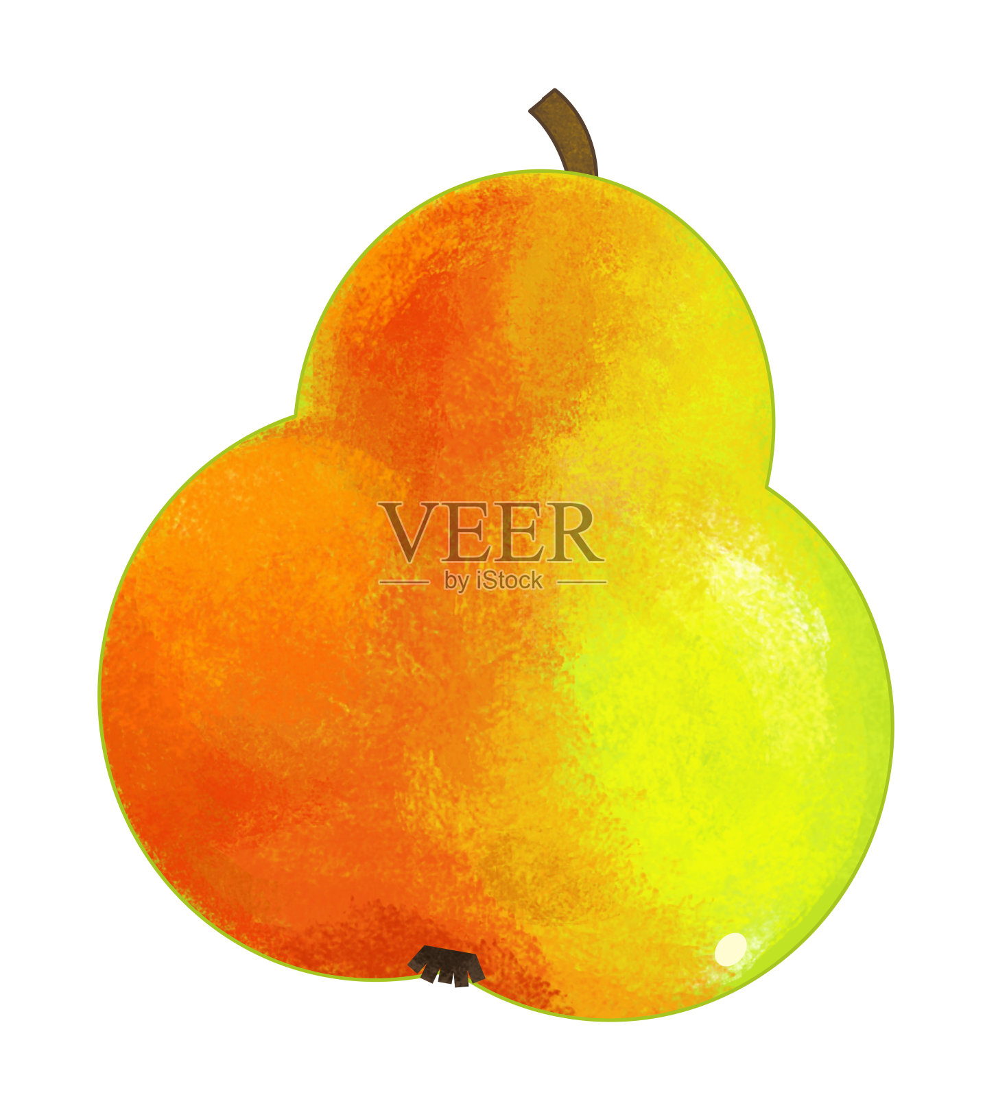 卡通水果梨在白色的背景-插图插画图片素材