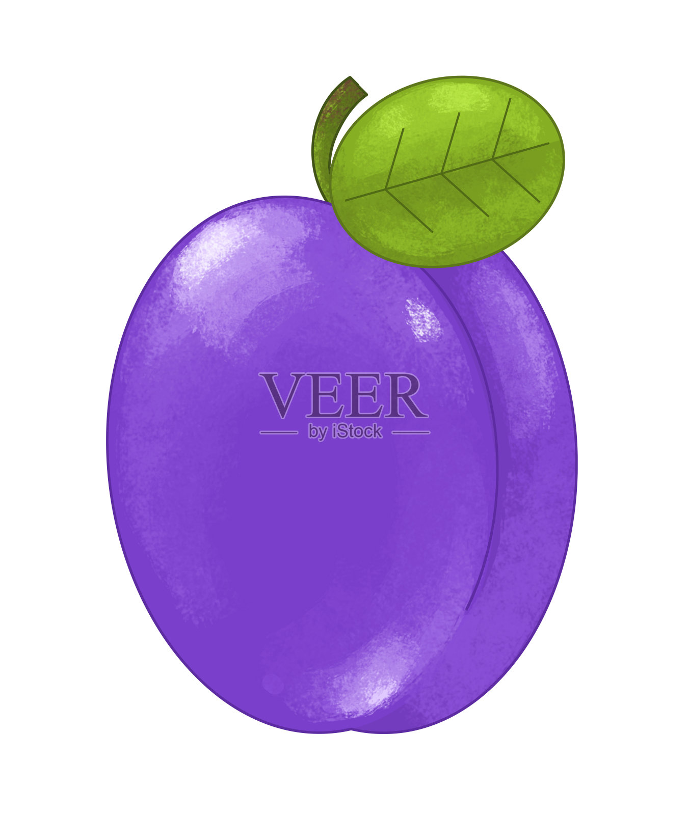 卡通水果李子在白色的背景-插图设计元素图片