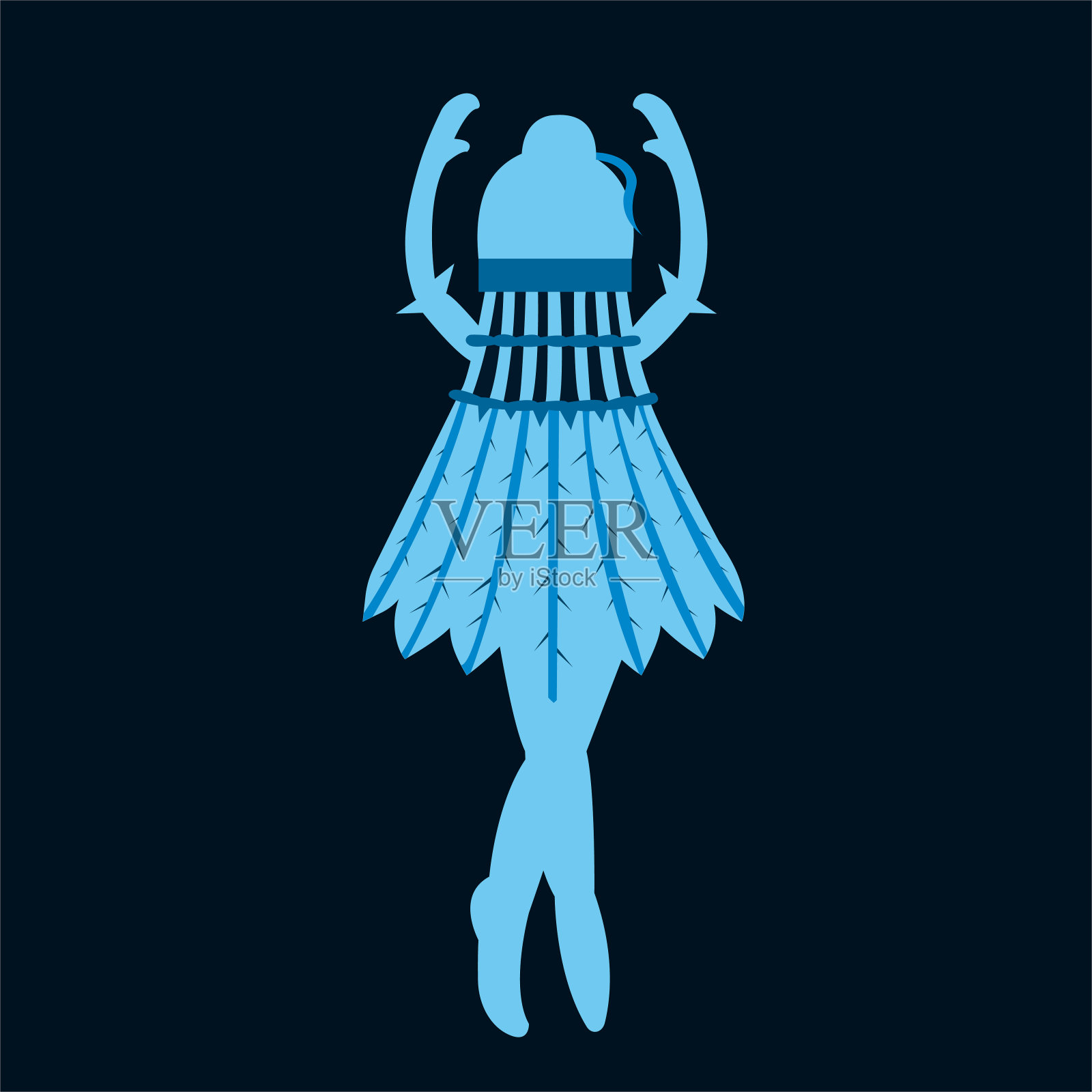 蓝色性格芭蕾舞演员插画图片素材