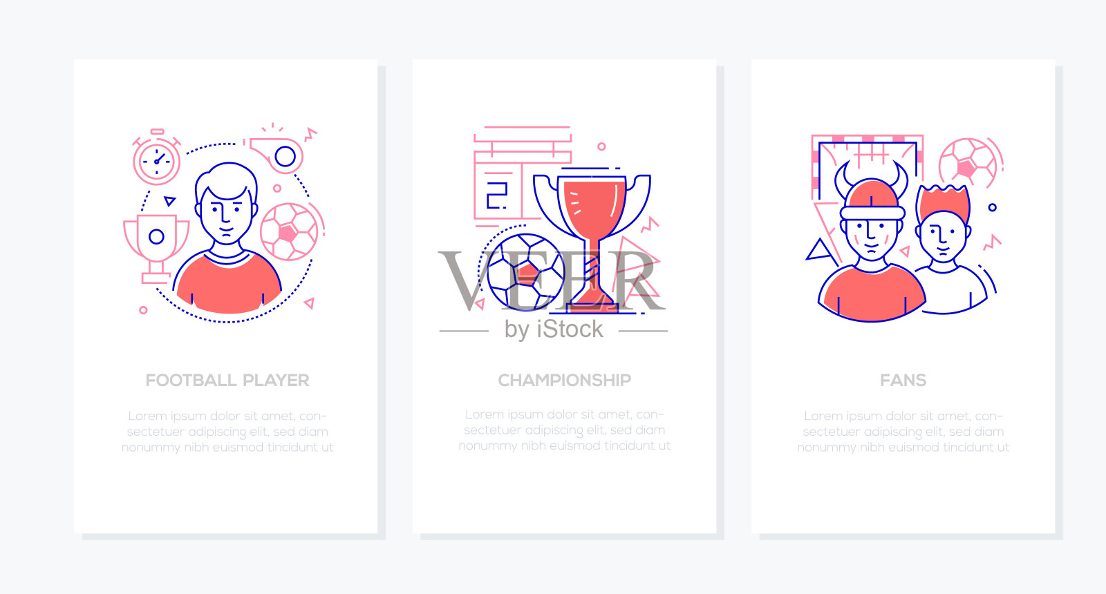 足球概念-矢量线条设计风格banner插画图片素材