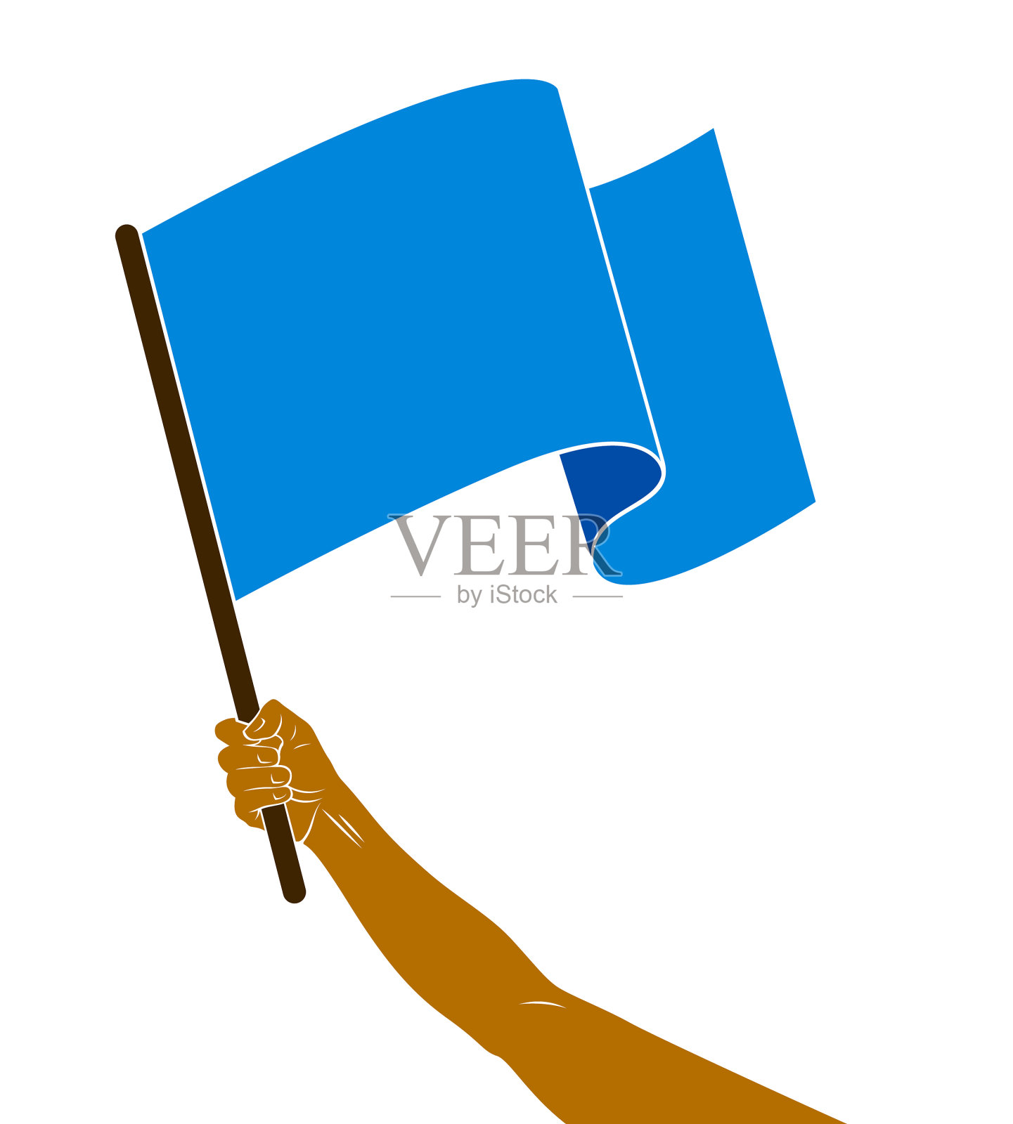 手拿旗帜，白色汽车上简单的标志设计元素图片