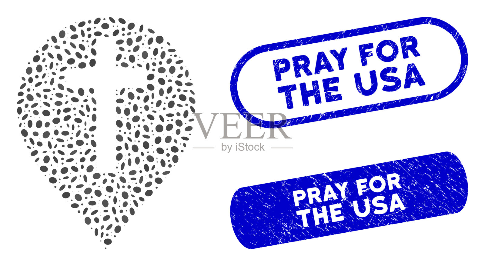 椭圆马赛克基督教十字标记插画图片素材