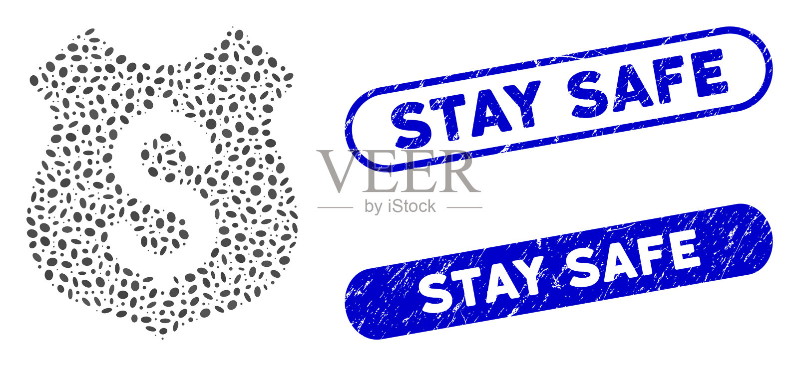 椭圆形马赛克保护，价格与划伤保持安全插画图片素材