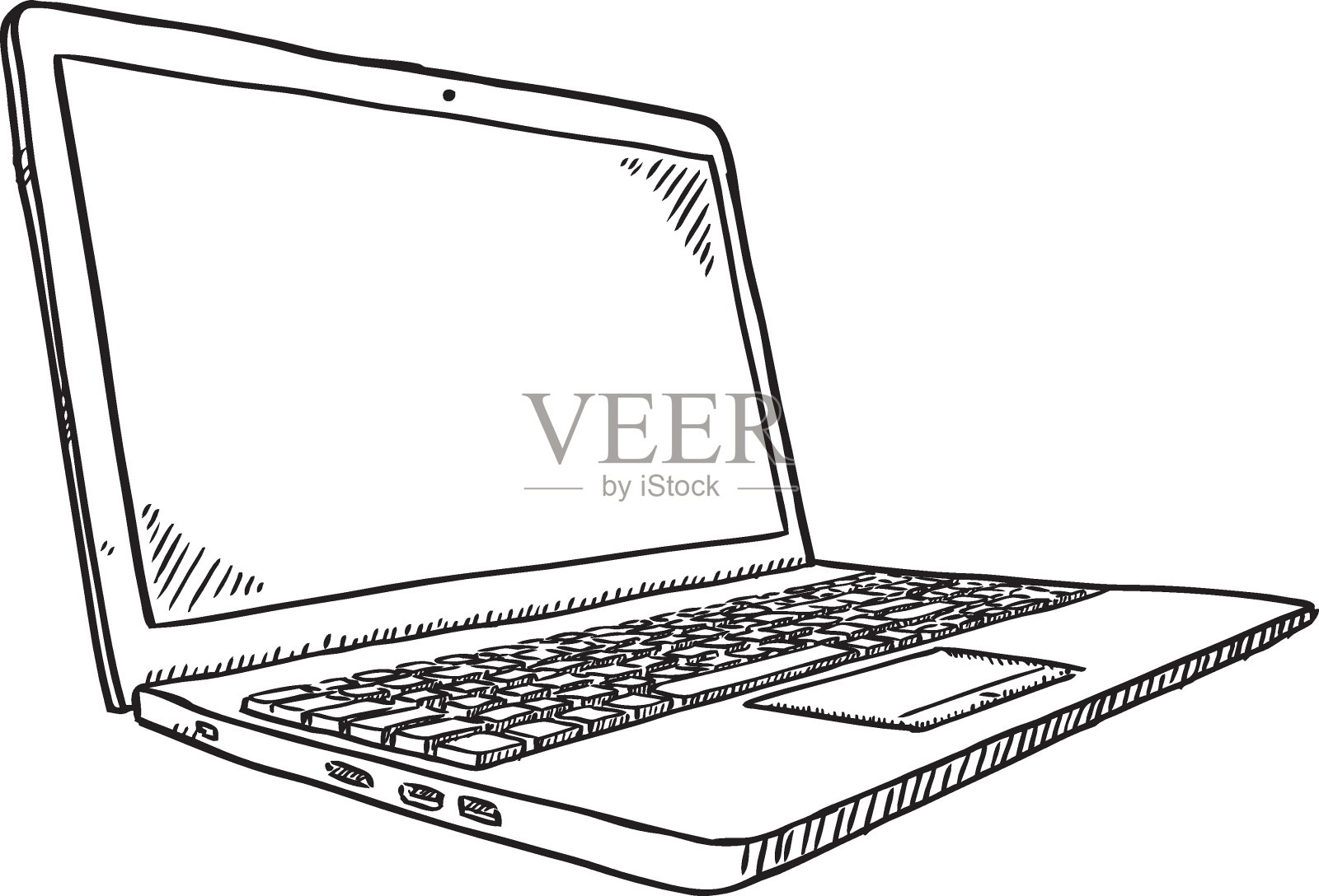 现代笔记本素描风格黑白插画涂鸦。黑色轮廓和白色填充透明的背景。设计元素图片