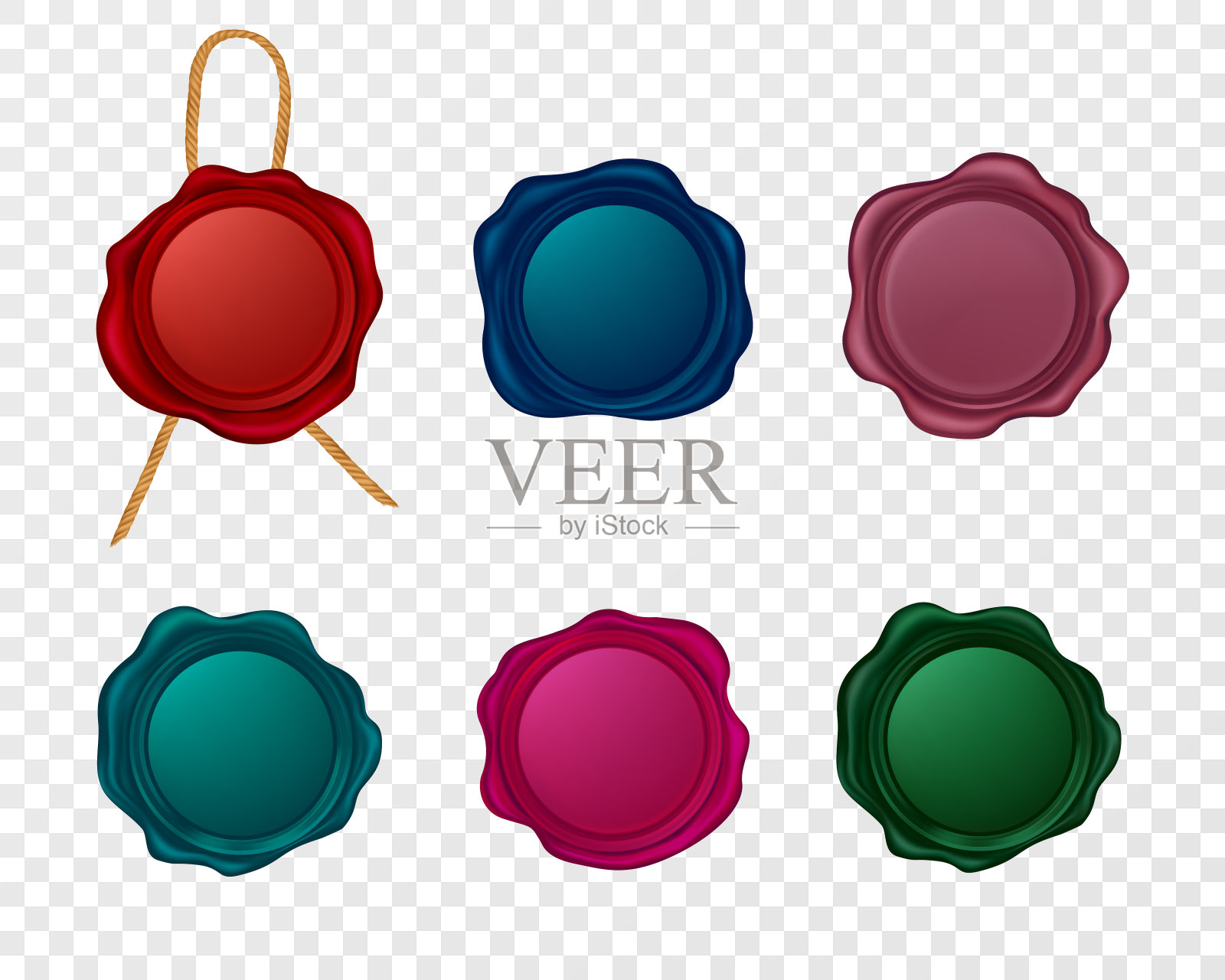 逼真的彩色蜡印章或邮票插画图片素材