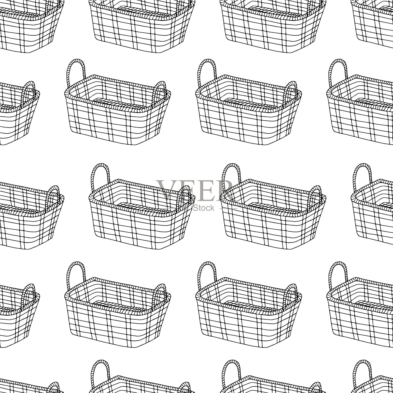 天衣无缝的花篮手绘线插画图片素材