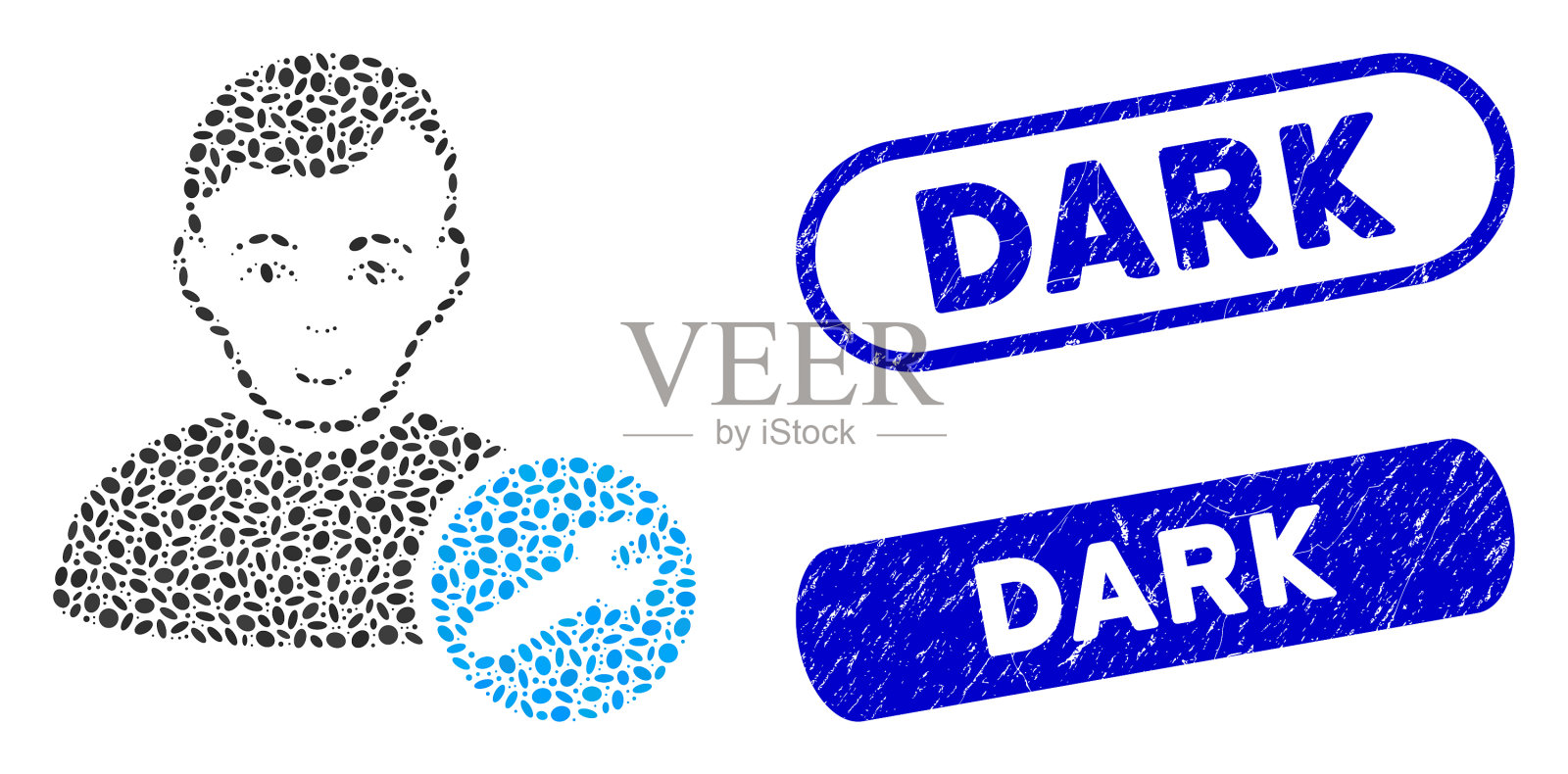 椭圆拼贴用户设置扳手与苦恼图标素材