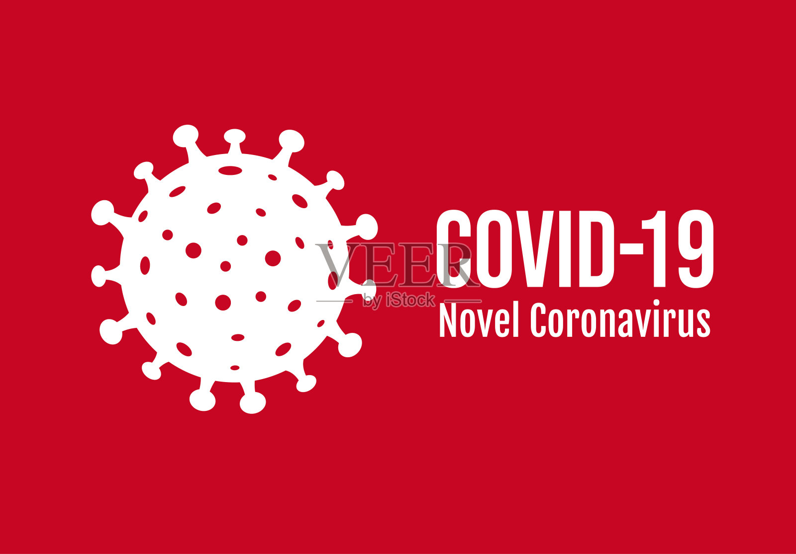 冠状病毒标志海报孤立的红色背景插画图片素材