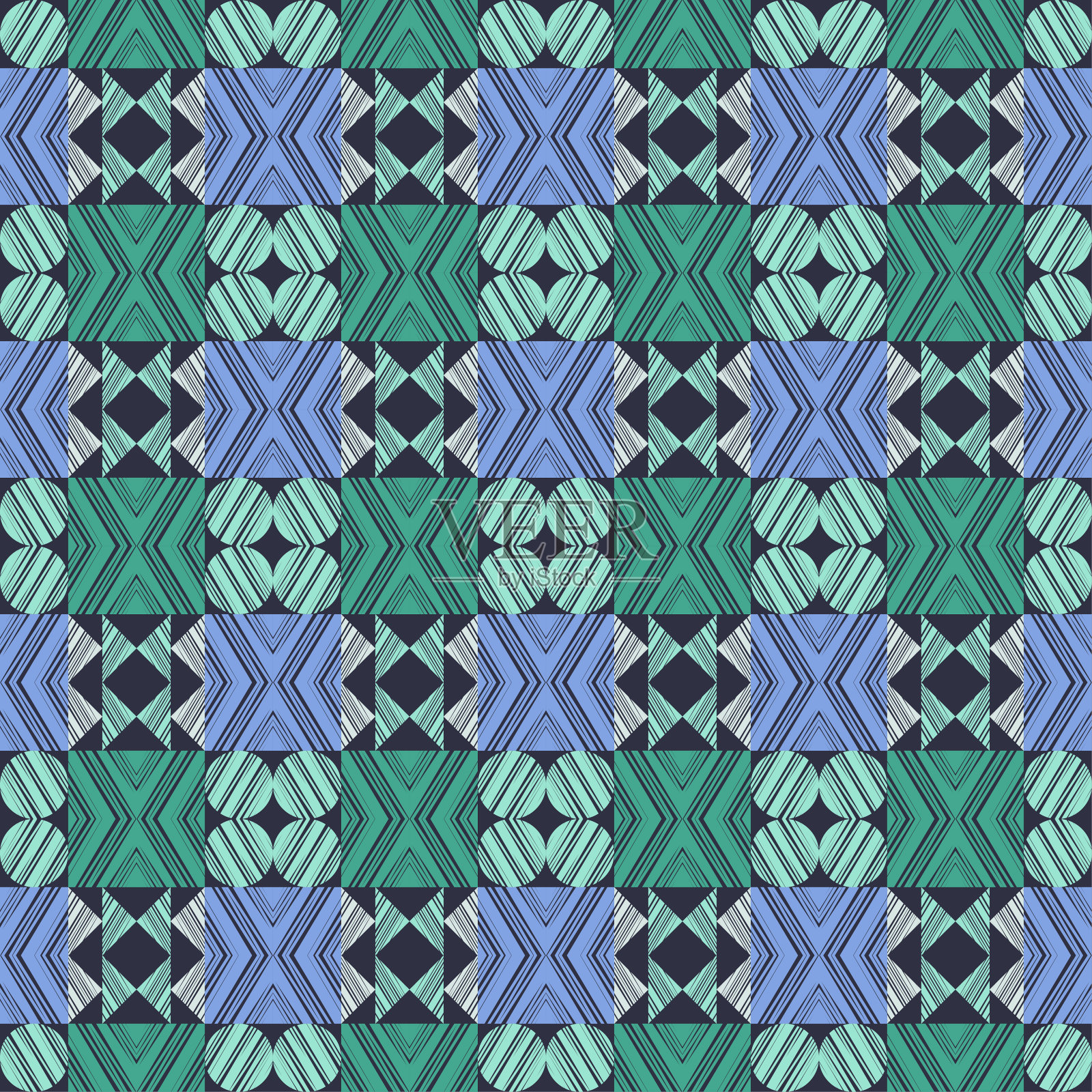 几何形状的马赛克。无缝模式。插画图片素材