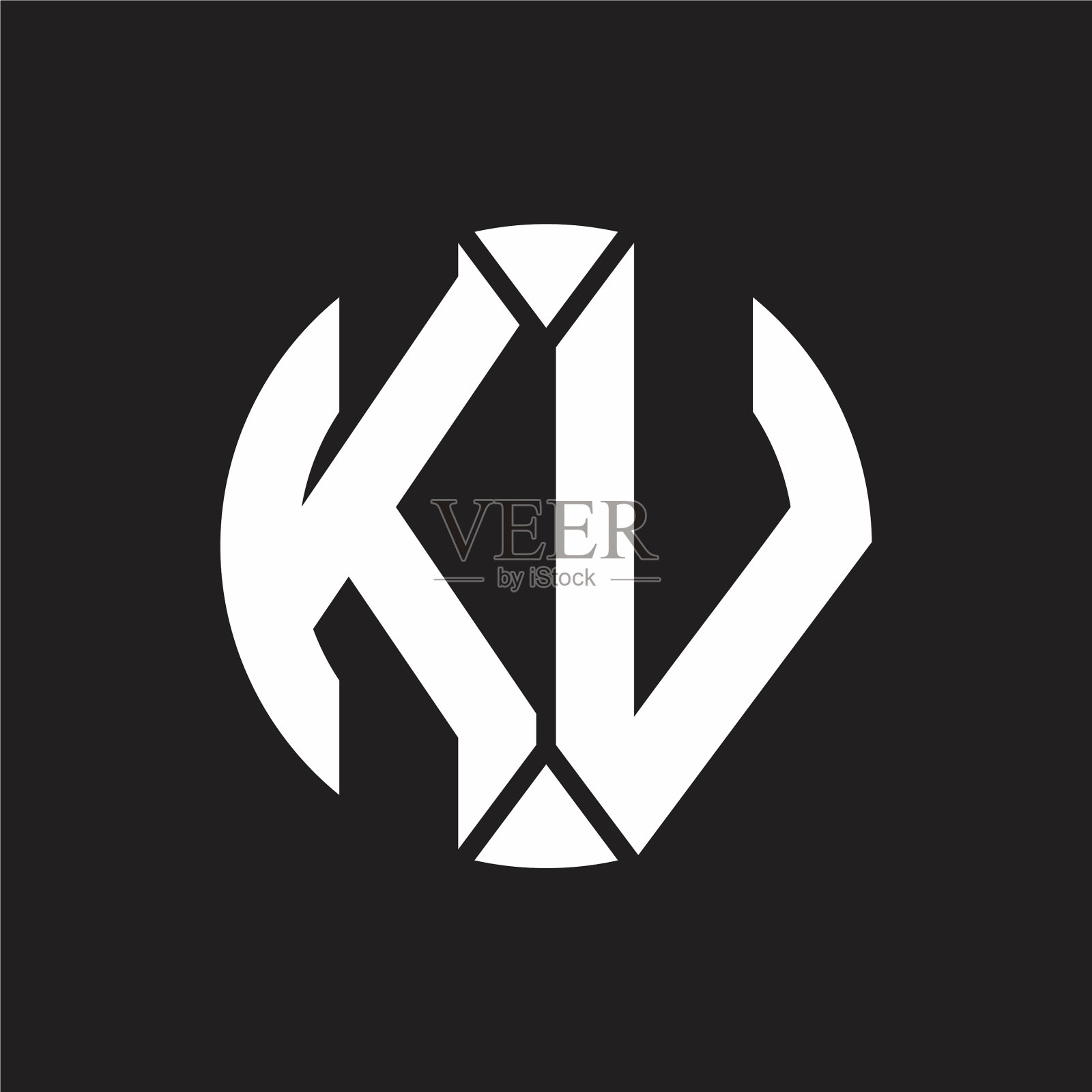 Kv标志与片圆交织带风格插画图片素材