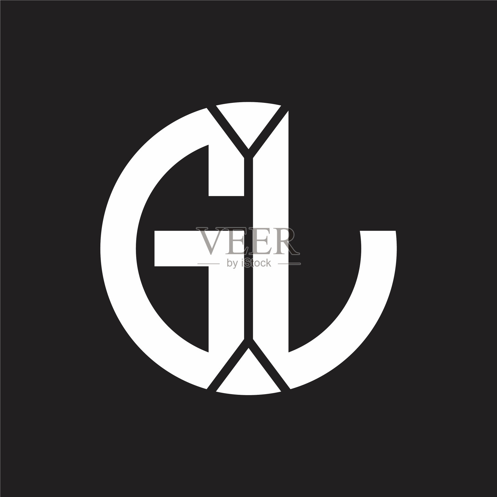 Gl标志与片圈缎带风格交织插画图片素材