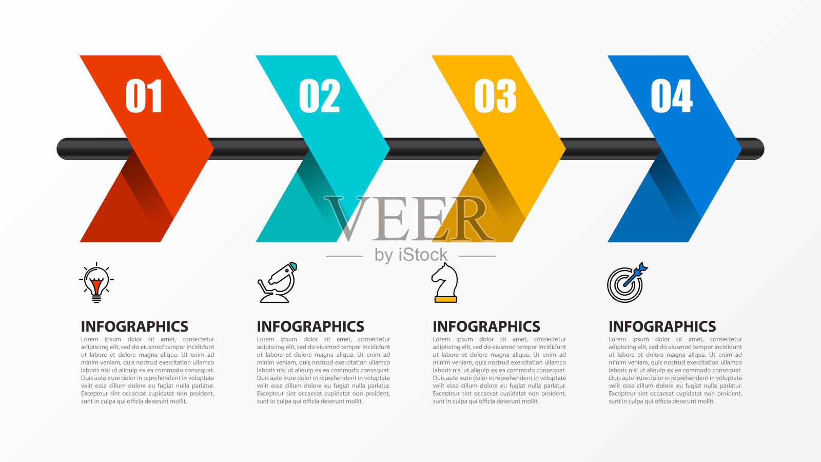 信息图表设计模板。创意概念有4个步骤插画图片素材