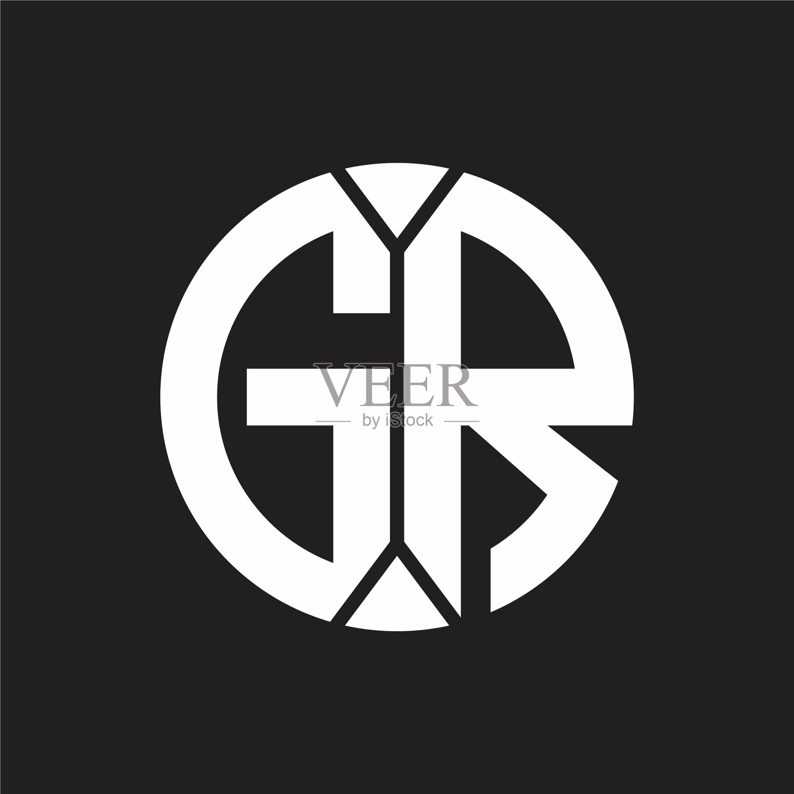 Gr标志与片圈缎带风格交织插画图片素材