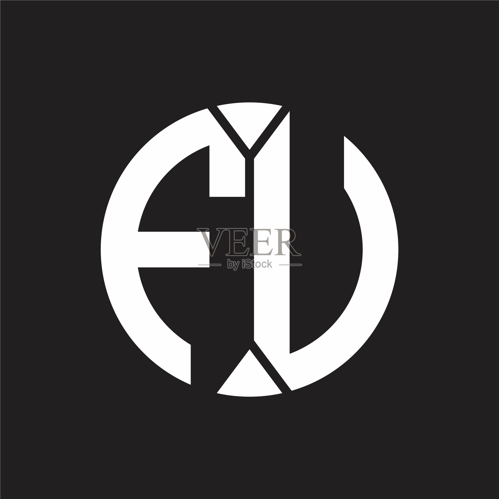 徽标上的福字带有块圆缎带的风格插画图片素材