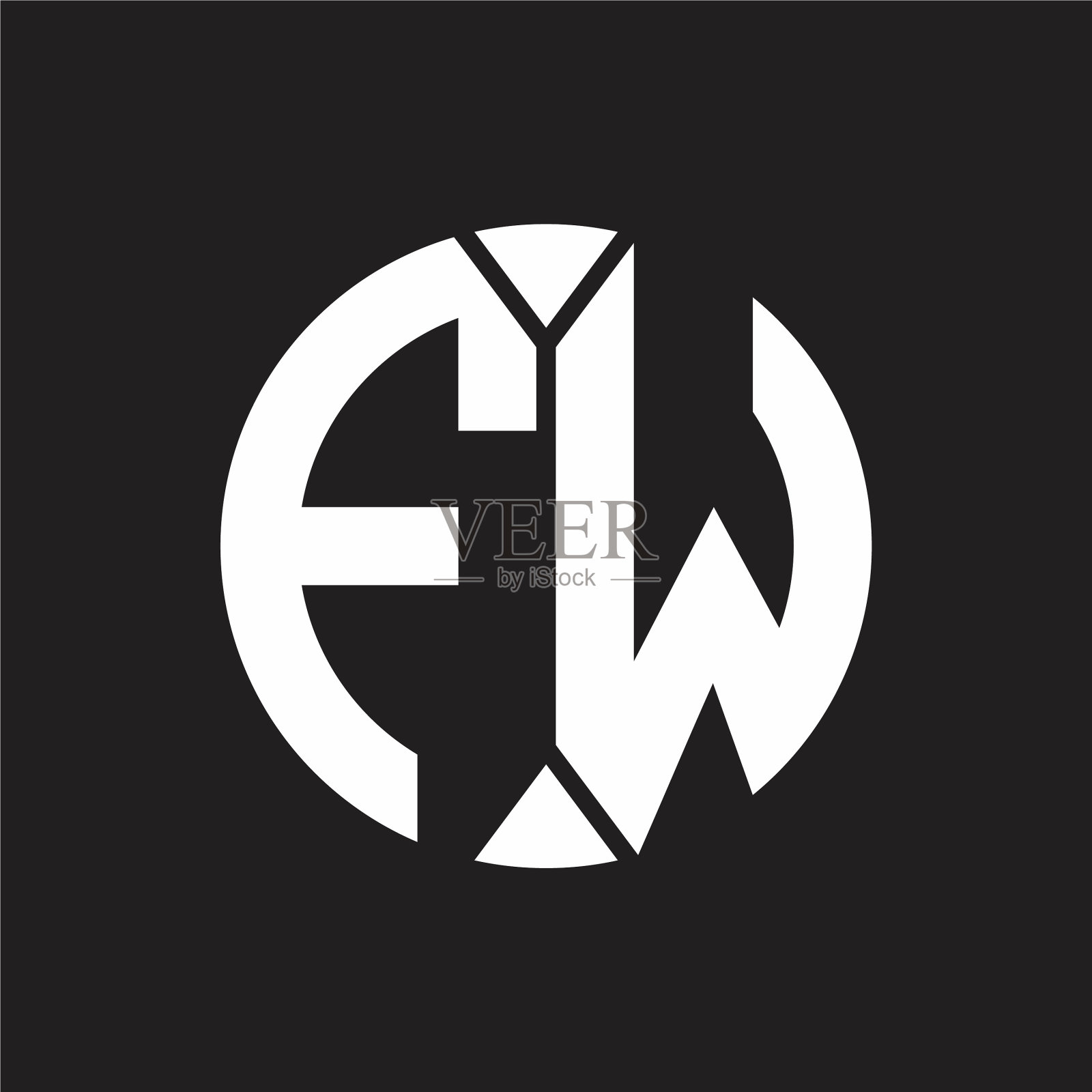 Fw标志与块圆缎带交织样式插画图片素材