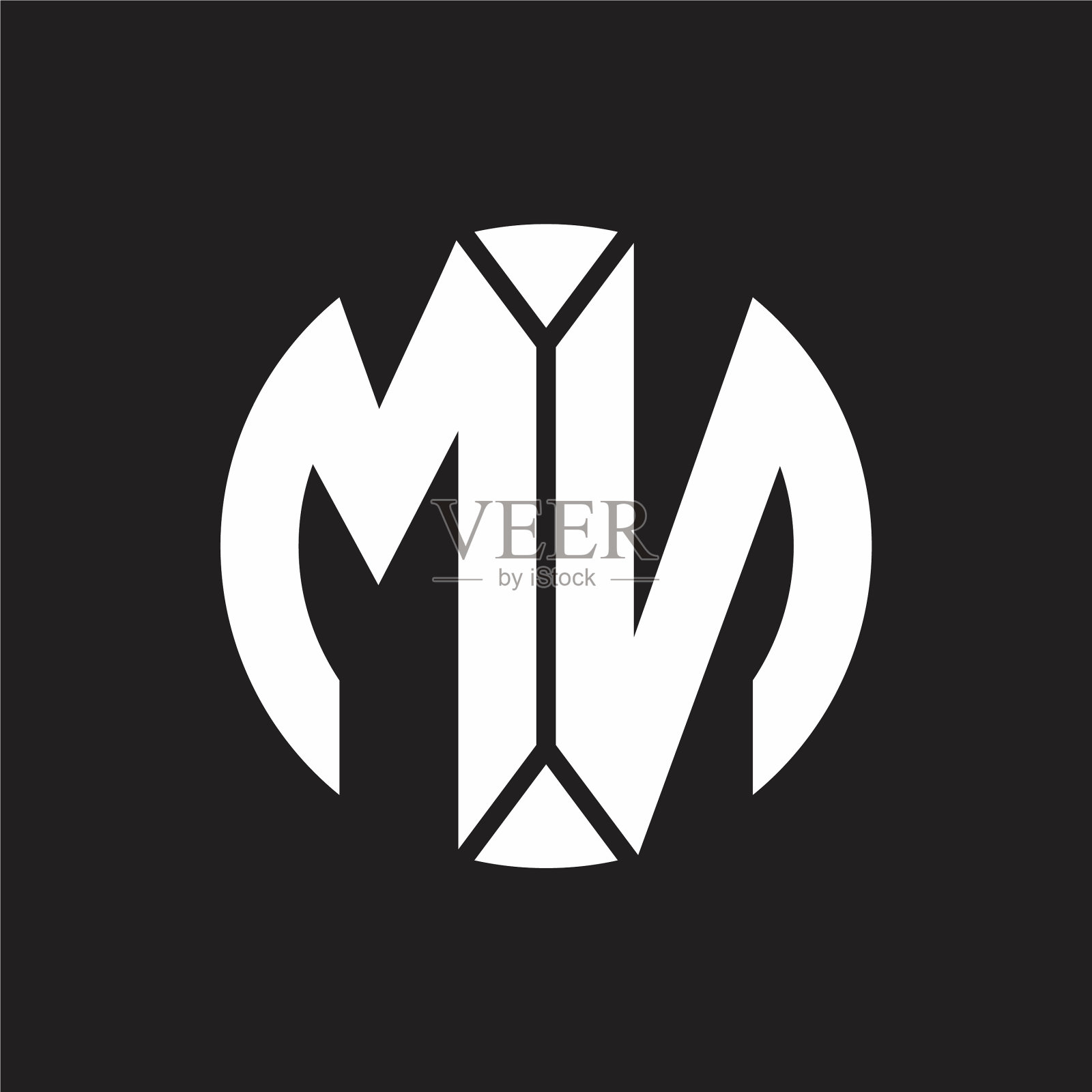 锰标志与块圆缎带风格交织插画图片素材