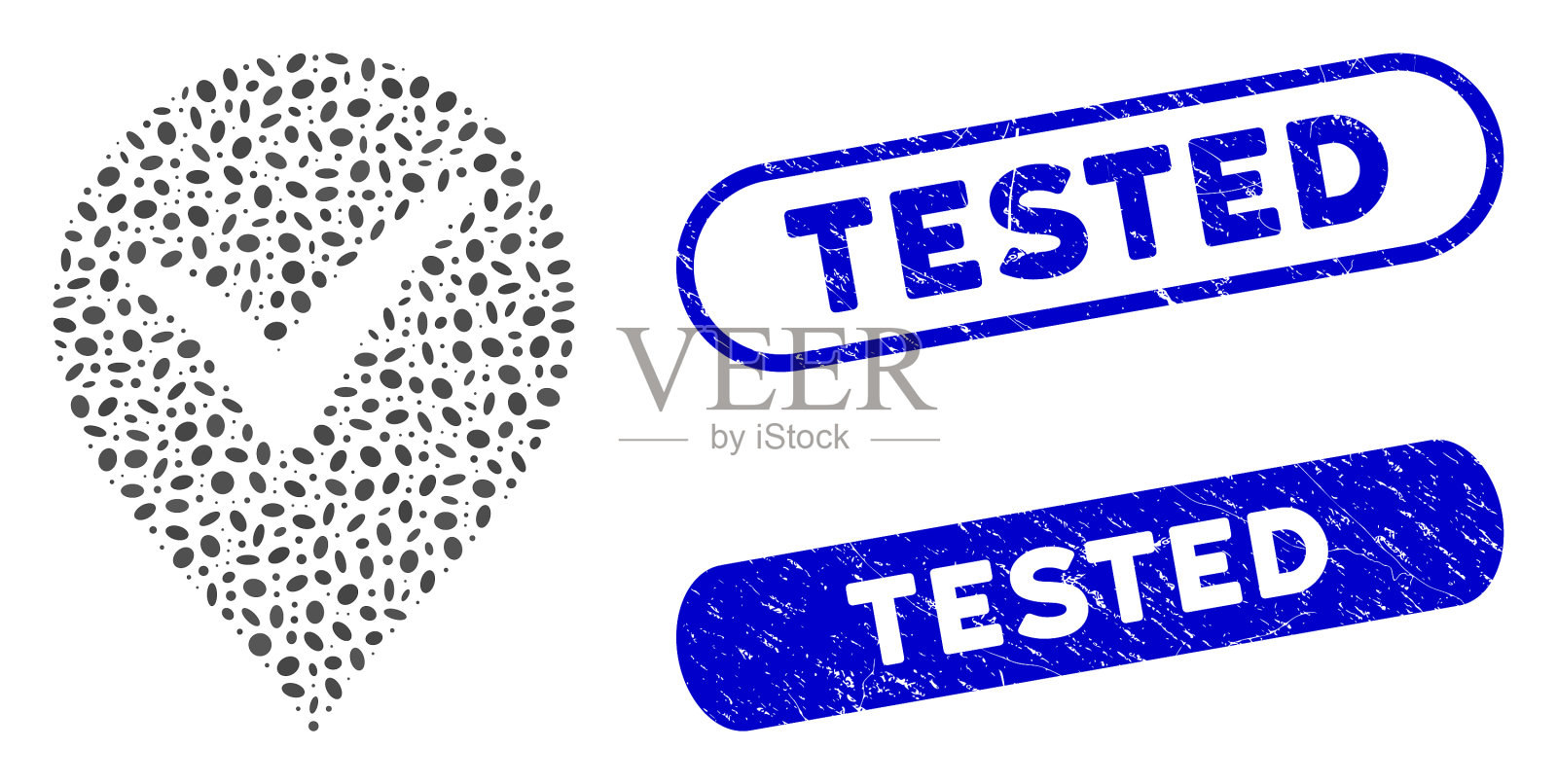 椭圆形马赛克ok标记与遇险测试密封插画图片素材