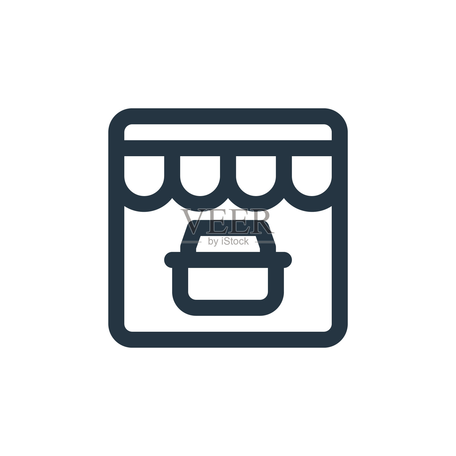 在线商店矢量图标。网上商店可编辑的笔触。在线商店线性符号，用于网页和移动应用程序，标志，印刷媒体。细线说明。矢量孤立轮廓绘制。图标素材