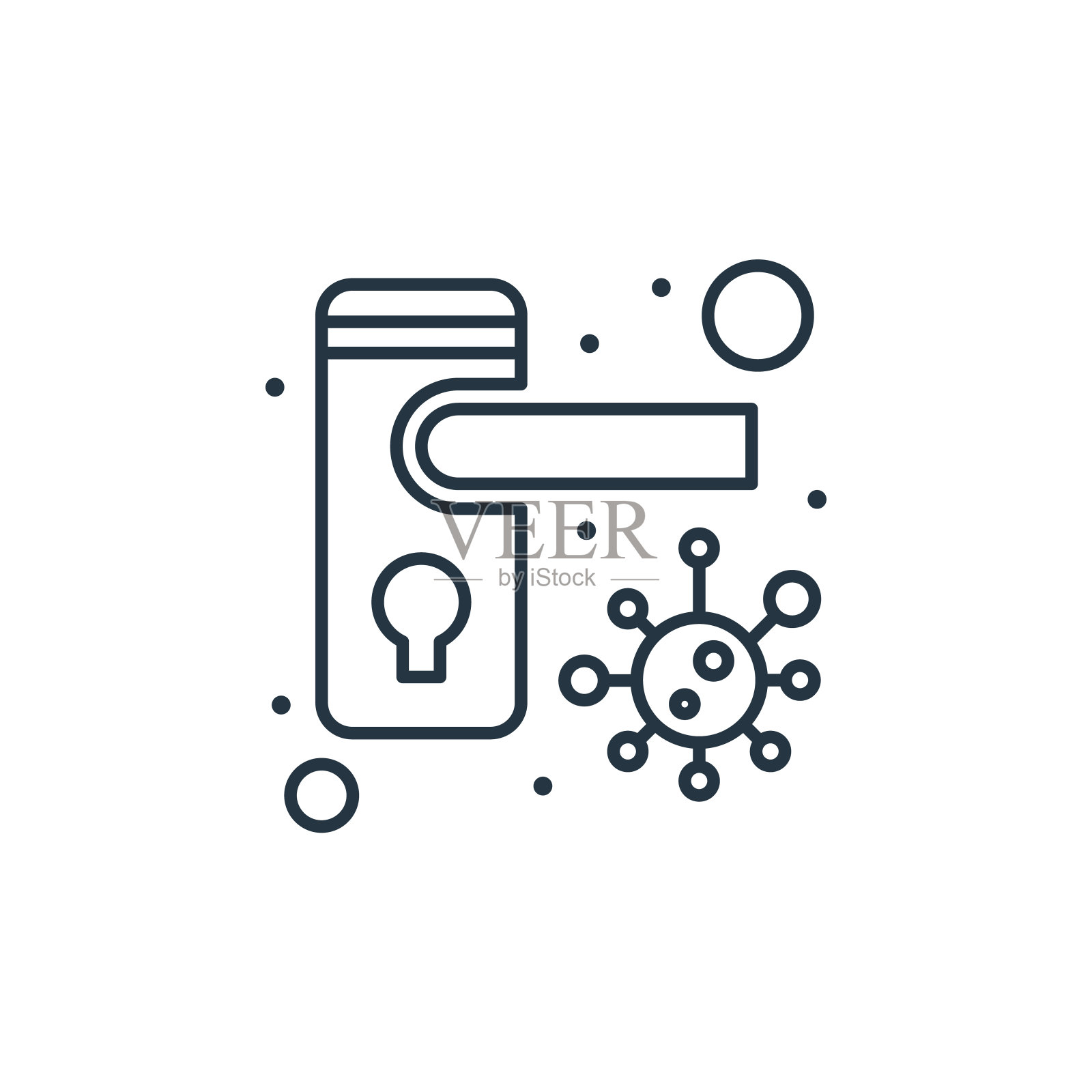 门把手矢量图标。门把手可编辑的中风。门把手线性符号，用于网络和移动应用程序，标志，印刷媒体。细线说明。矢量孤立轮廓绘制。插画图片素材