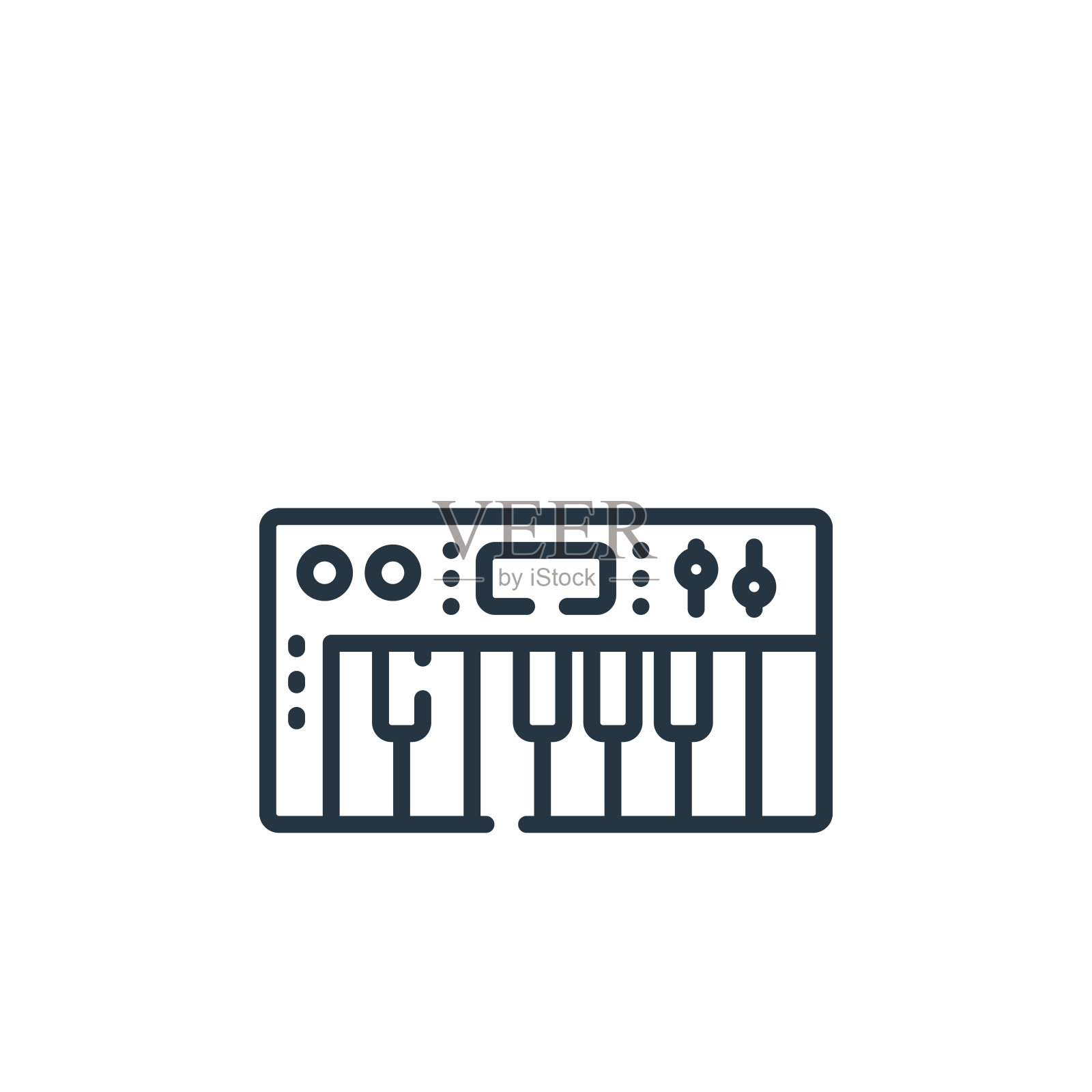 合成器矢量图标。合成器可编辑的中风。合成器线性符号，用于web和移动应用程序，标志，印刷媒体。细线说明。矢量孤立轮廓绘制。图标素材