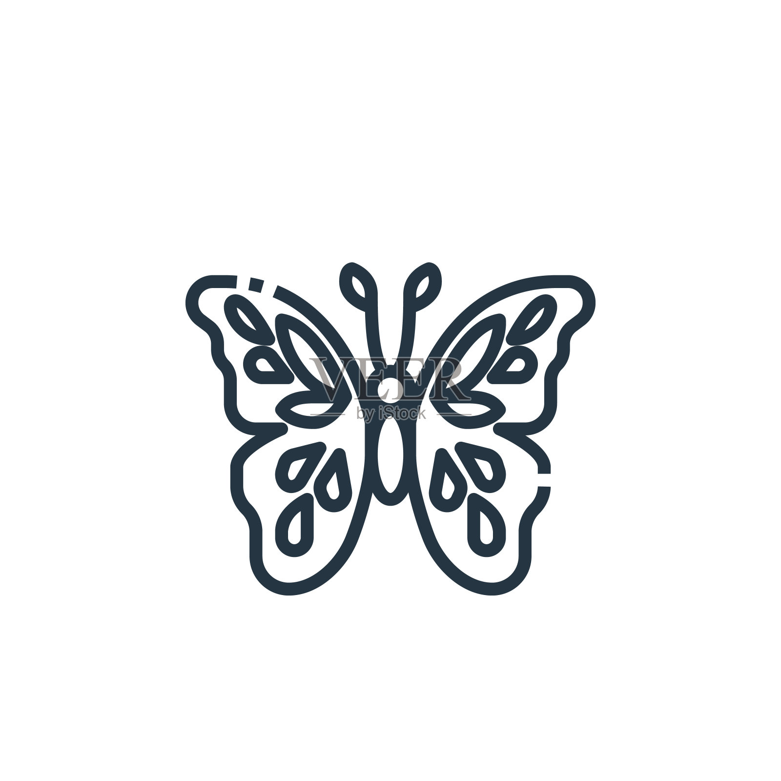 蝴蝶矢量图标。蝴蝶可编辑的中风。蝴蝶线性符号用于网页和移动应用程序，标志，印刷媒体。细线说明。矢量孤立轮廓绘制。插画图片素材