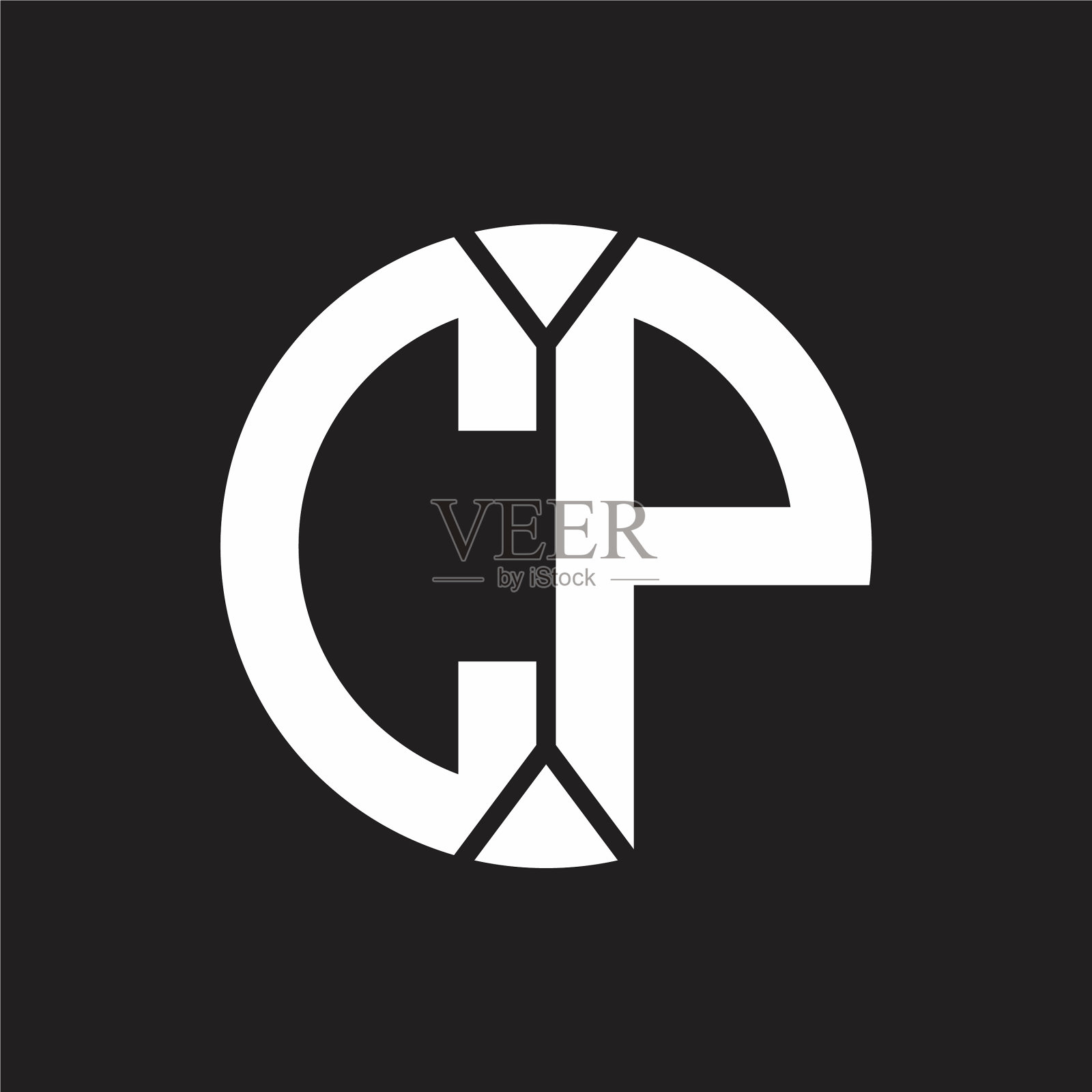 Cp标志与片圈缎带风格交织插画图片素材