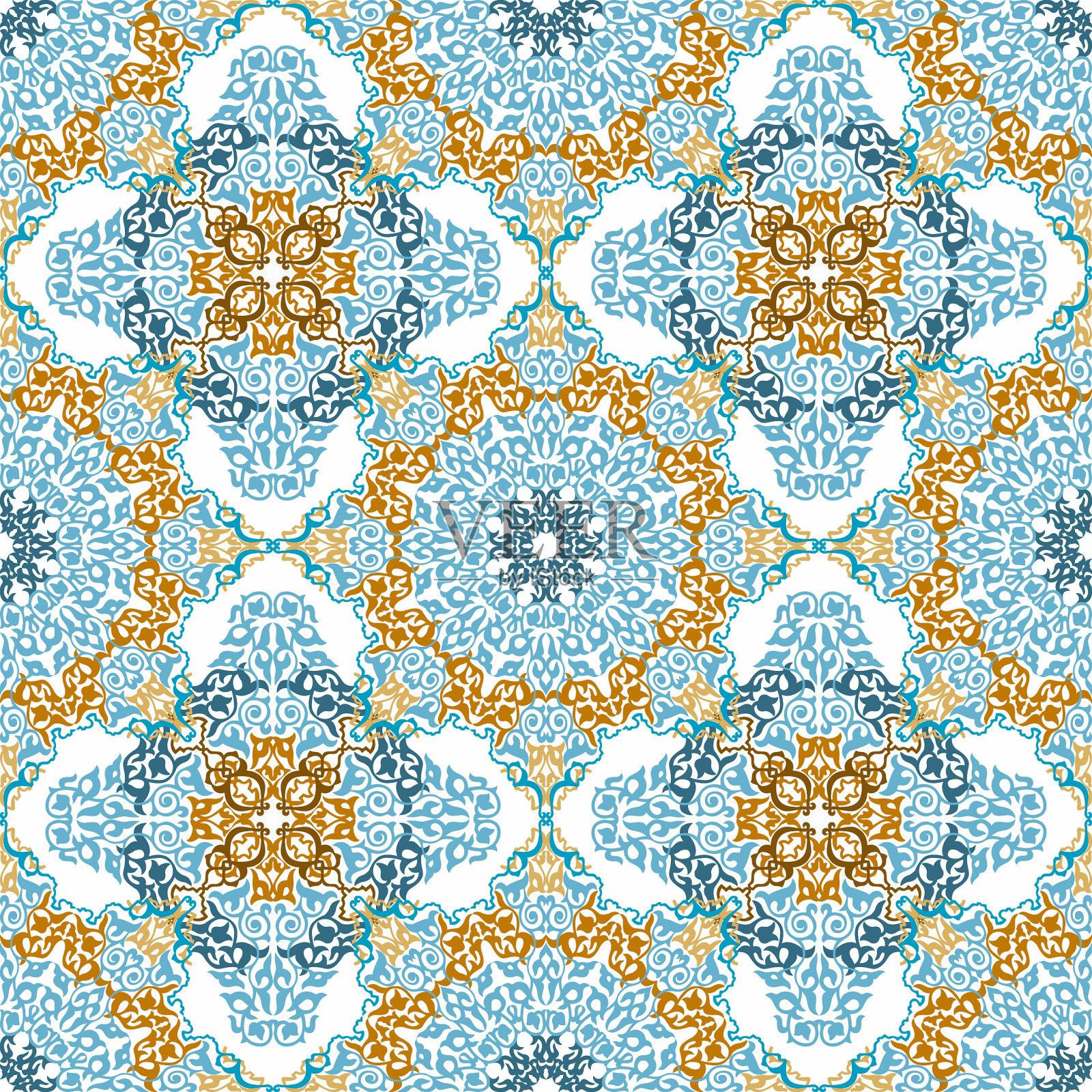 马赛克民族风格的无缝图案。插画图片素材