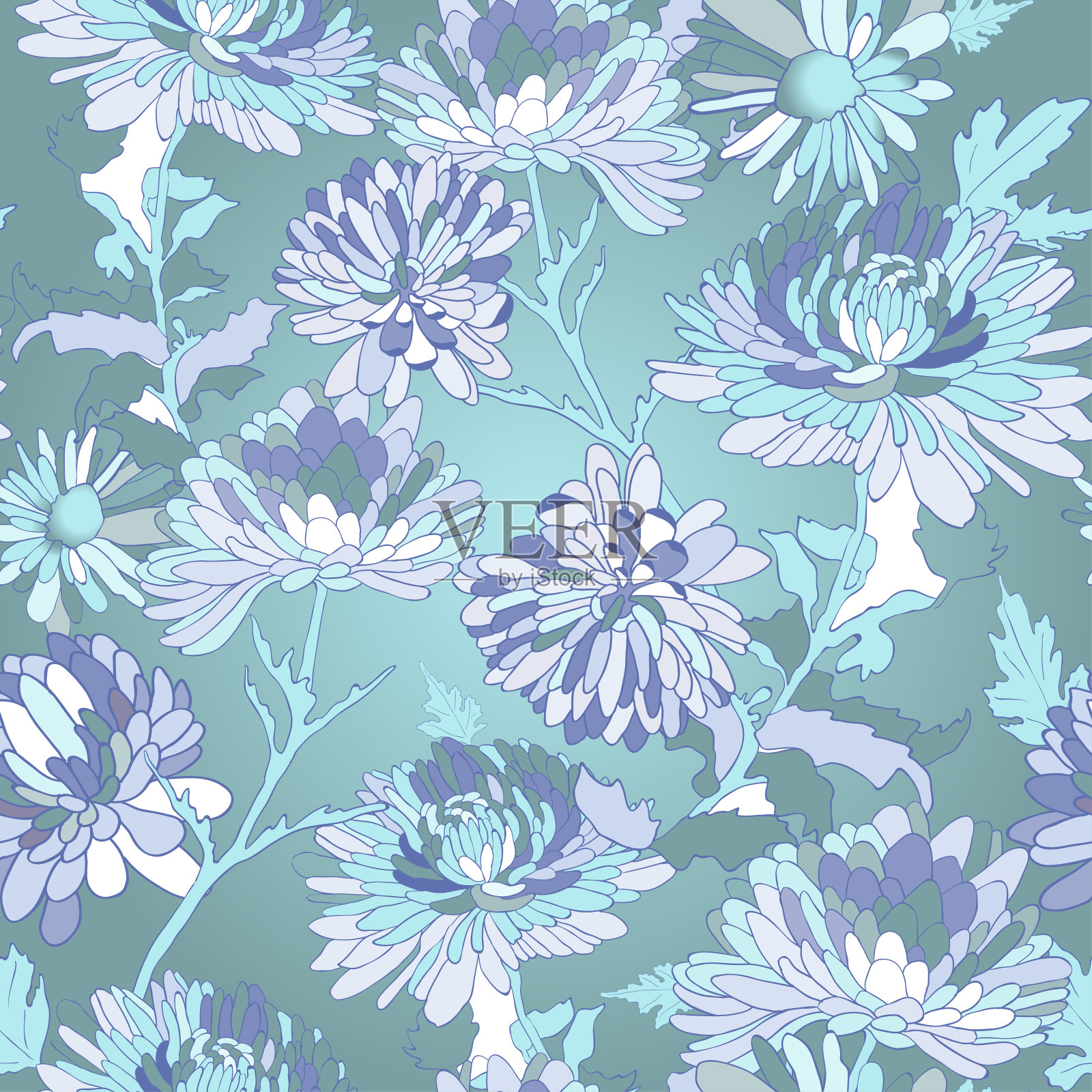 花卉图案。背景与菊花。插画图片素材