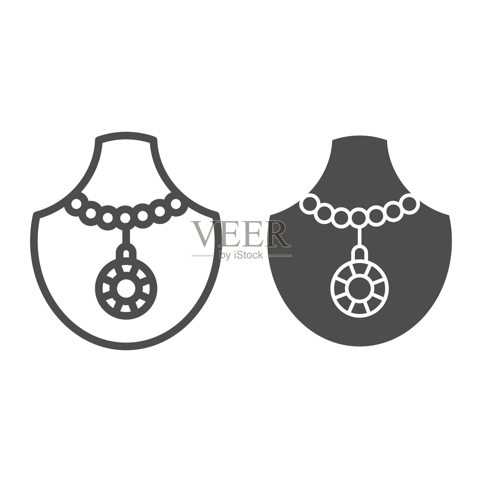 石英吊坠线和字形图标宝石插画图片素材