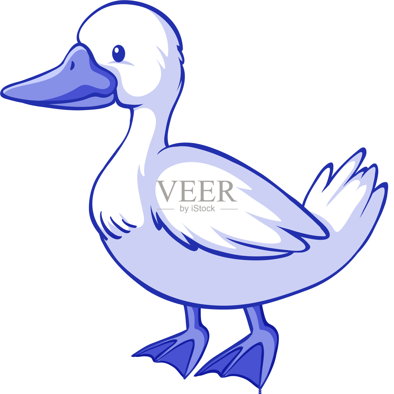 白色背景上的蓝鸭子设计元素图片