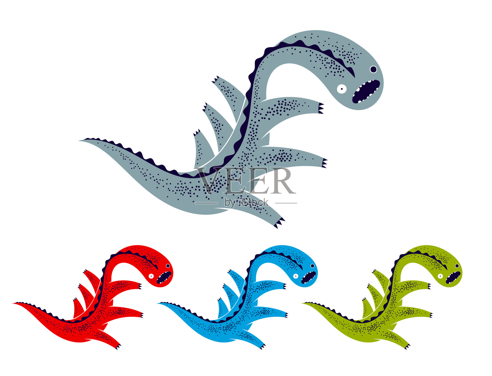 诡异诡异的卡通搞笑怪物被孤立了插画图片素材