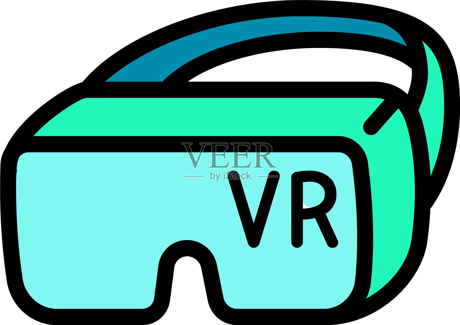 Vr耳机图标轮廓风格设计元素图片