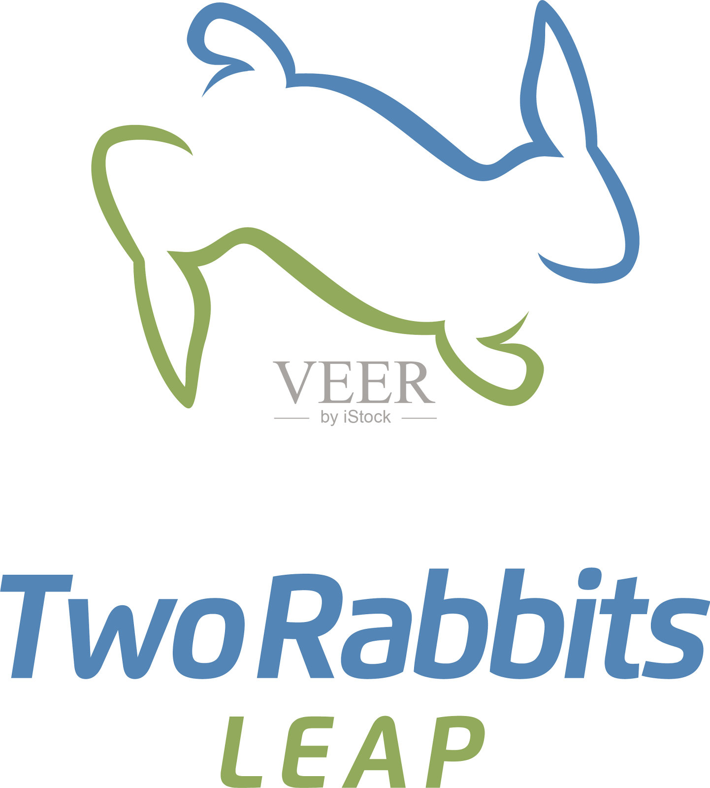 两只跳跃的兔子设计兔子标志插画图片素材