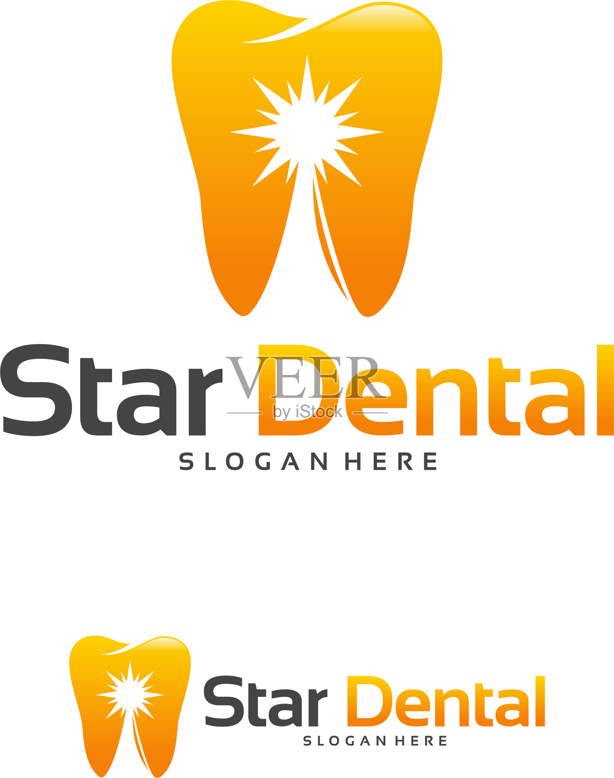 明星牙科标志设计概念闪亮牙科插画图片素材
