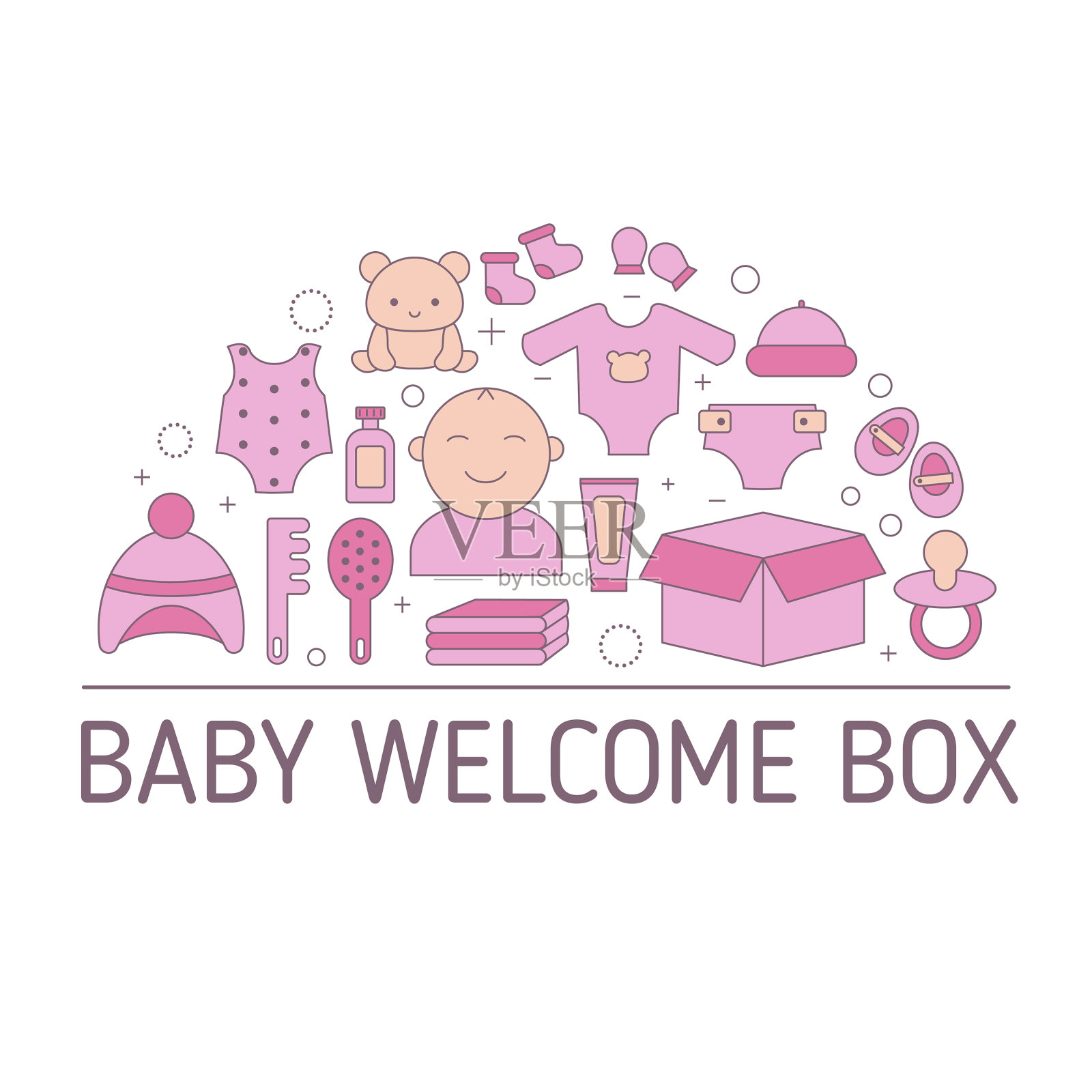 Bawelcome盒子概念与bacare图标插画图片素材