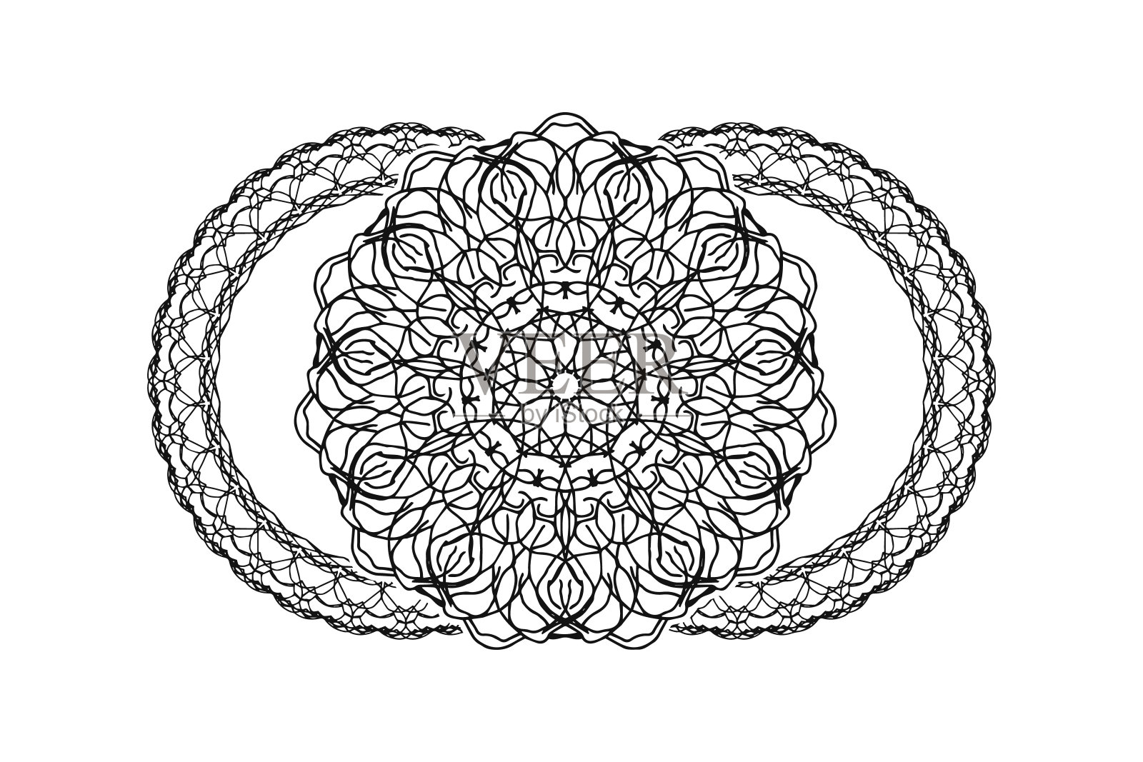 轮廓神圣的符号孤立在白色。着色曼荼罗。能源之星。交叉的线。黄金分割。交叉线。十字路口。草图矢量股票插图。每股收益10设计元素图片