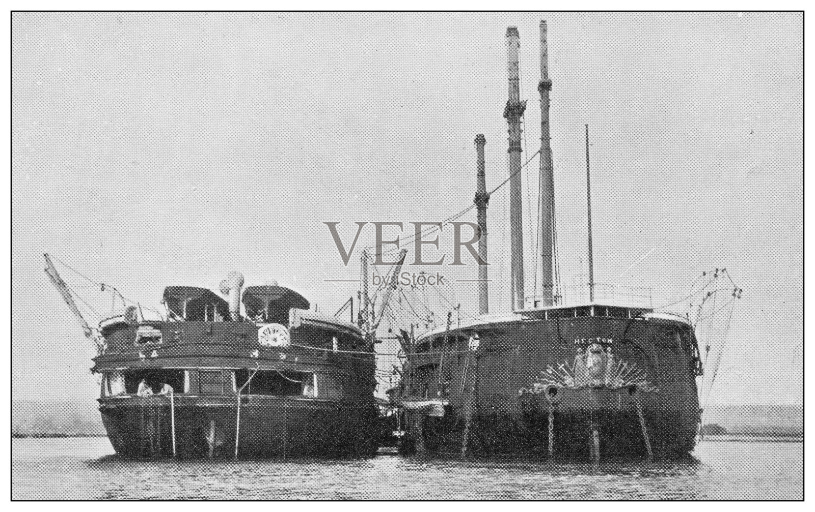 英国海军和陆军的古董照片:“抵抗”和“赫克托尔”照片摄影图片