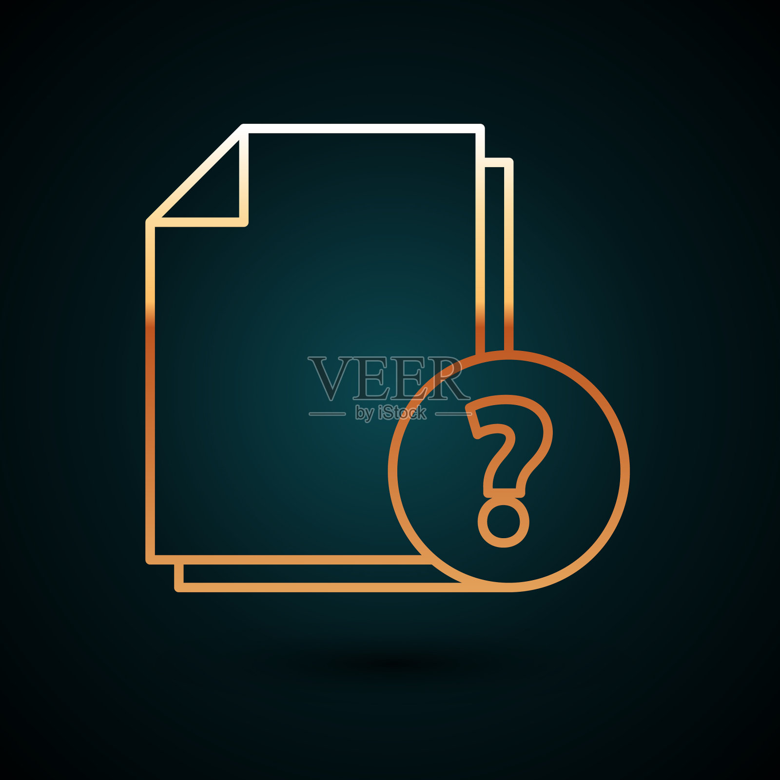 金线未知文档图标孤立上暗插画图片素材