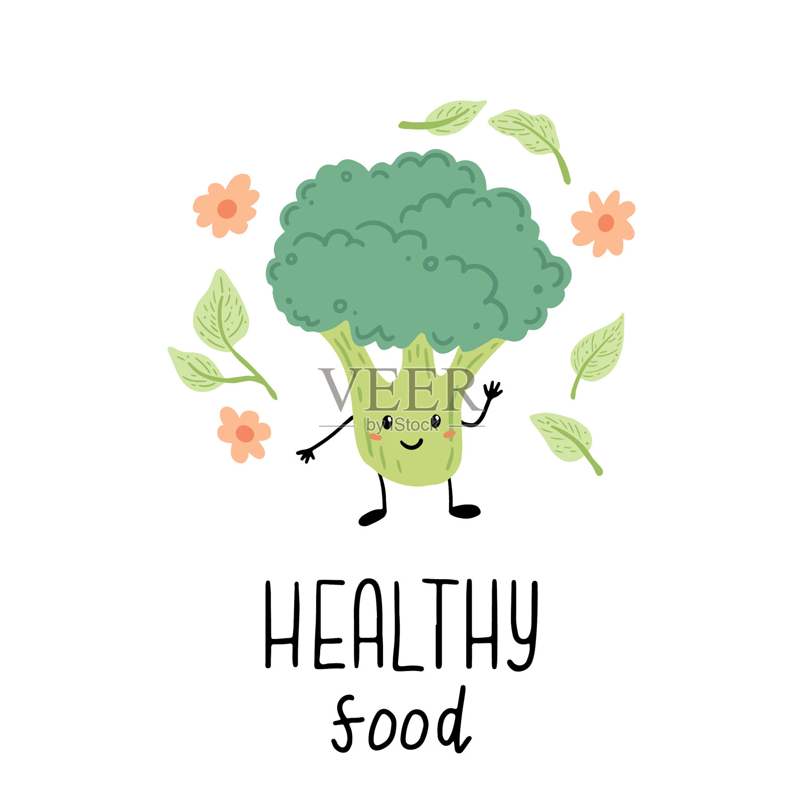 卡通西兰花字符插画图片素材