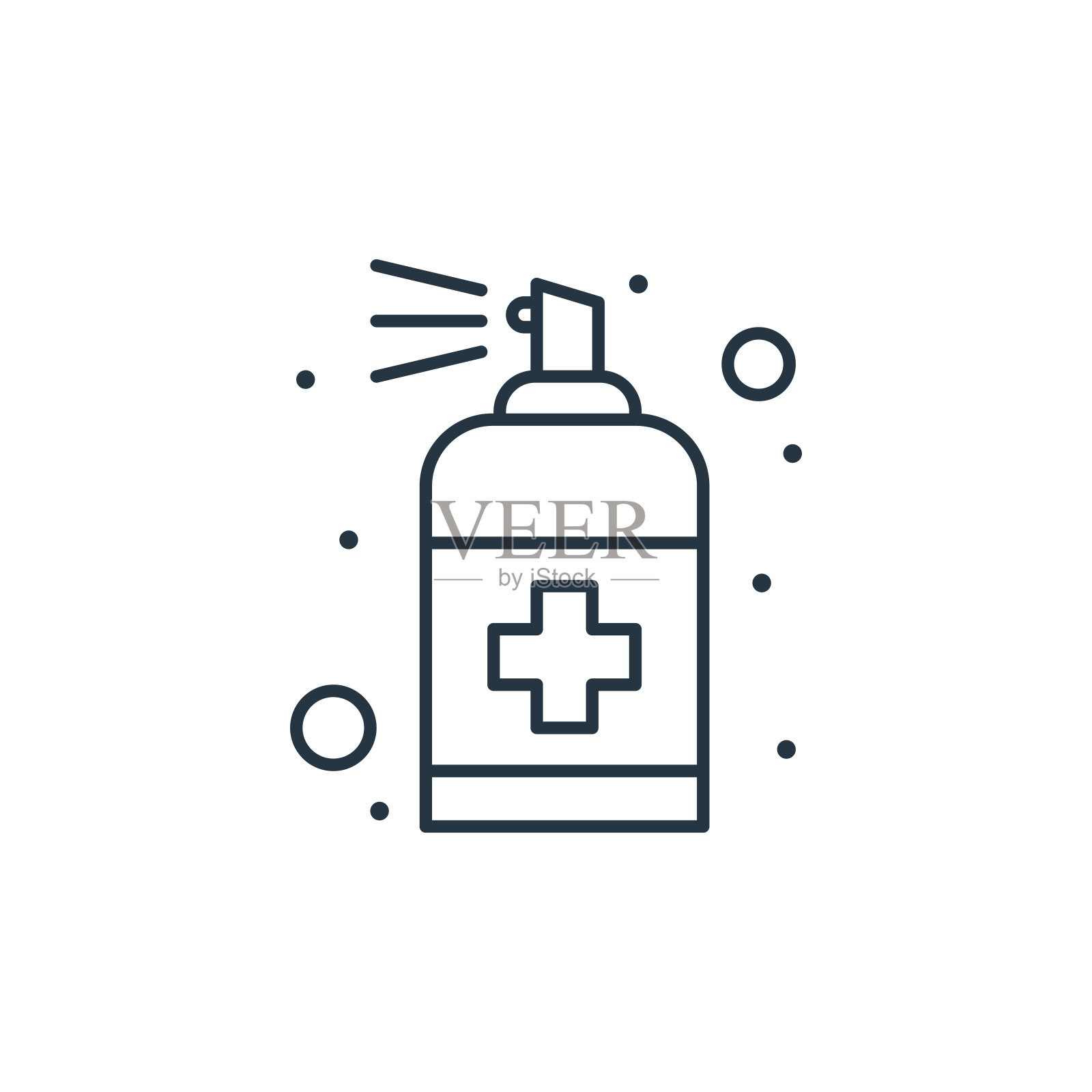 清洁喷雾矢量图标。清洗喷枪可编辑笔划。清洁喷雾线性符号，用于网页和移动应用程序，标志，印刷媒体。细线说明。矢量孤立轮廓绘制。插画图片素材