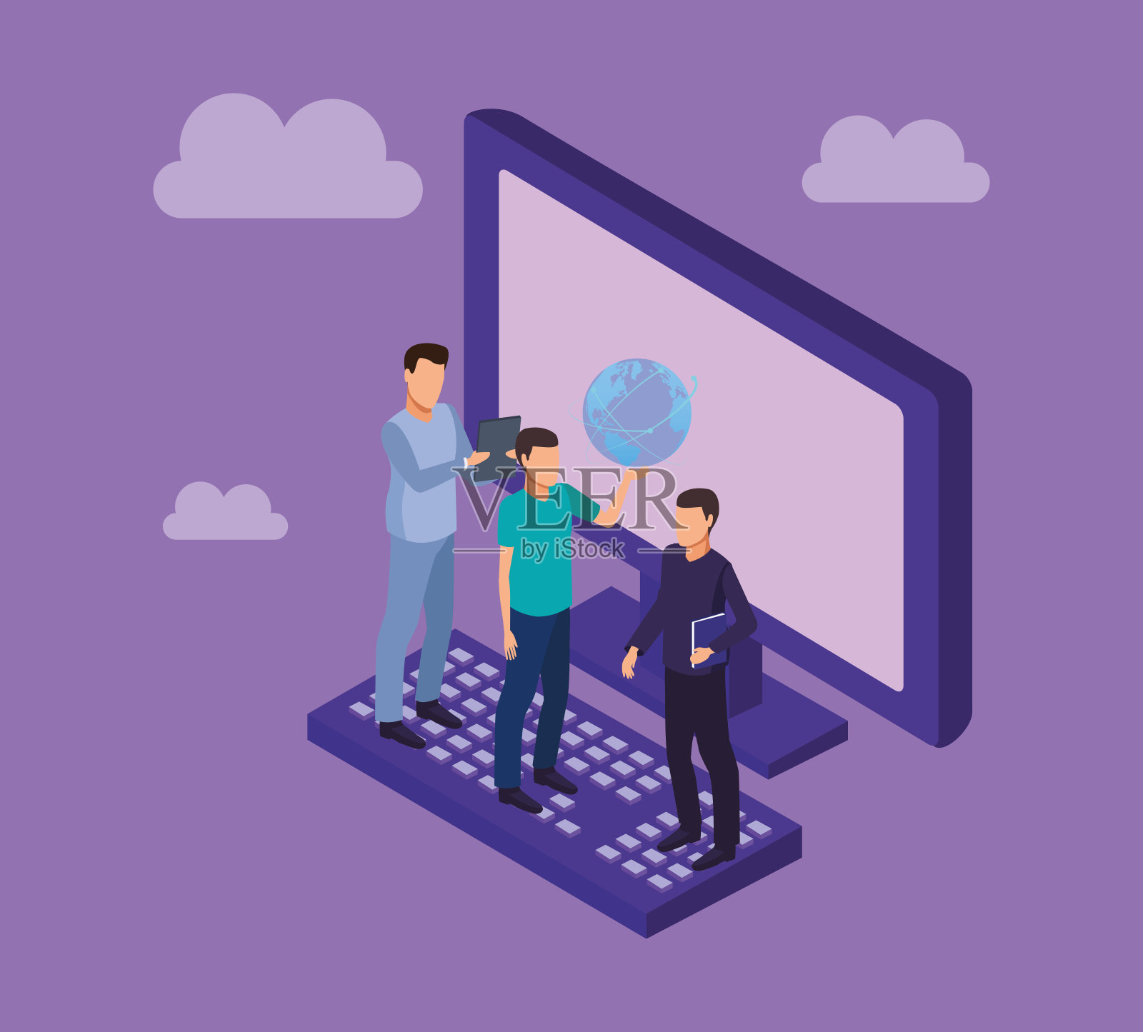 教育在线技术与桌面插画图片素材