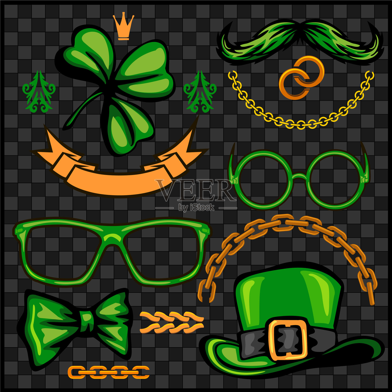 设置圣帕特里克日元素对象图标插画图片素材