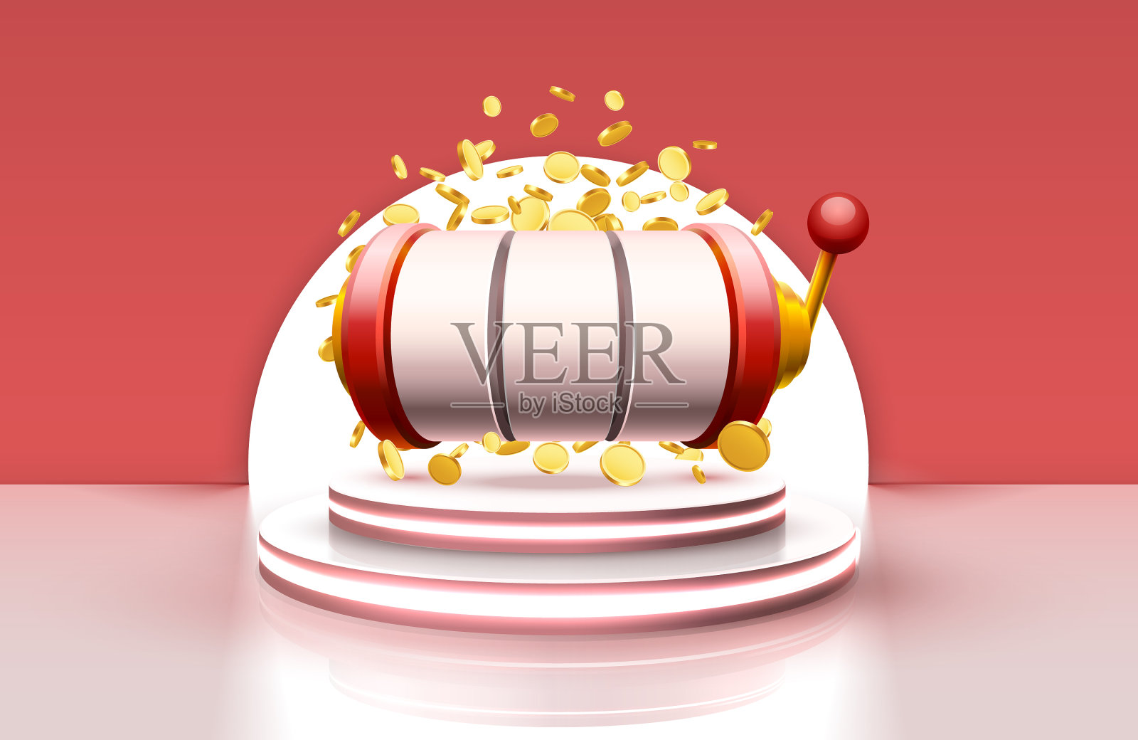 国王的777条幅赌场在红色背景插画图片素材