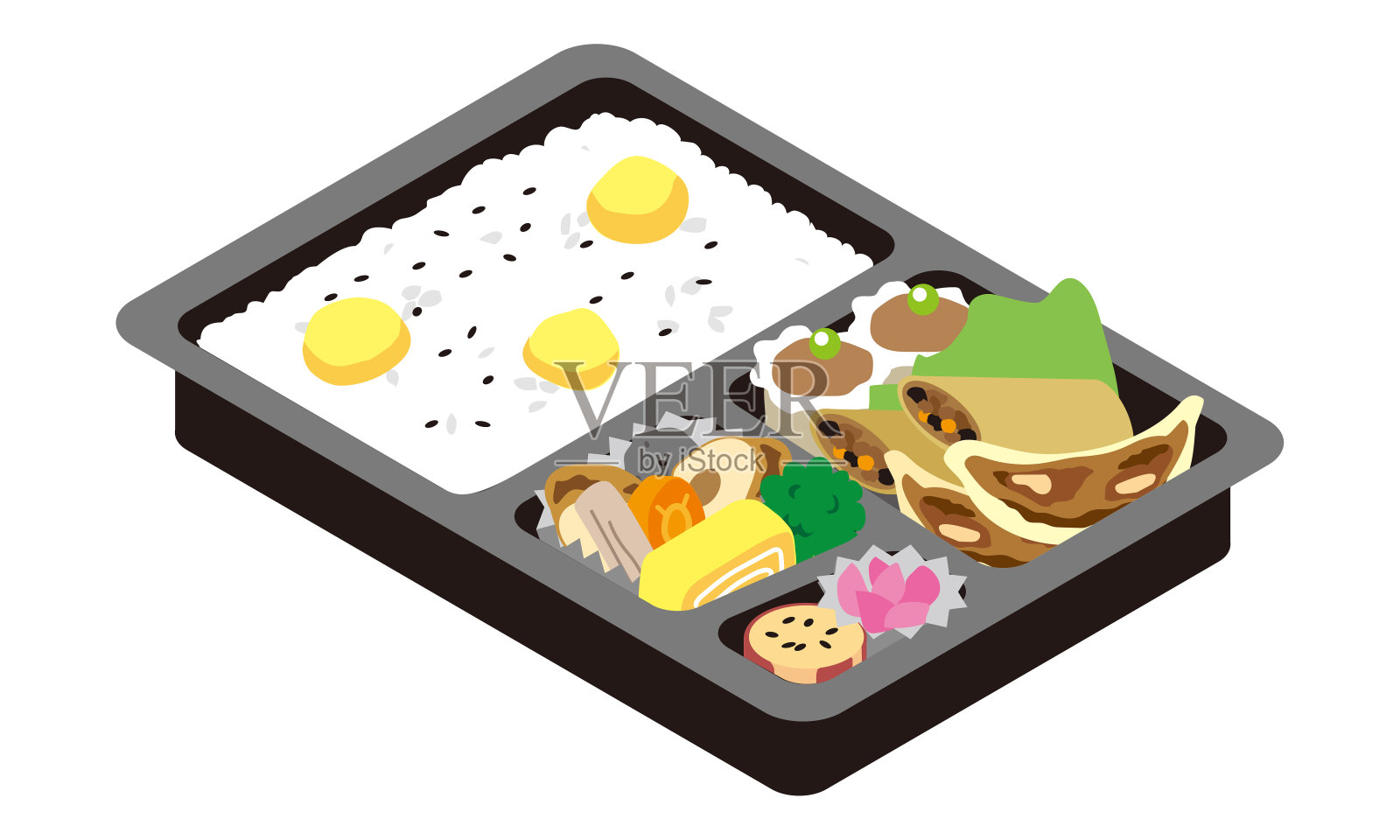 午餐是中餐和栗子饭插画图片素材