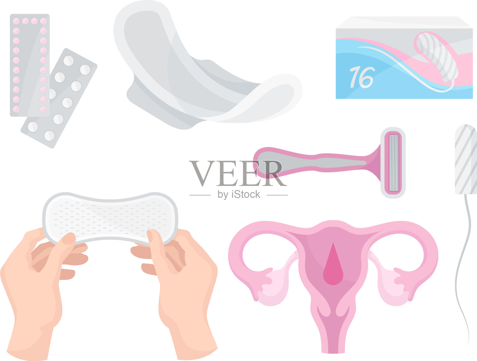 亲密的妇女卫生用卫生巾和插画图片素材