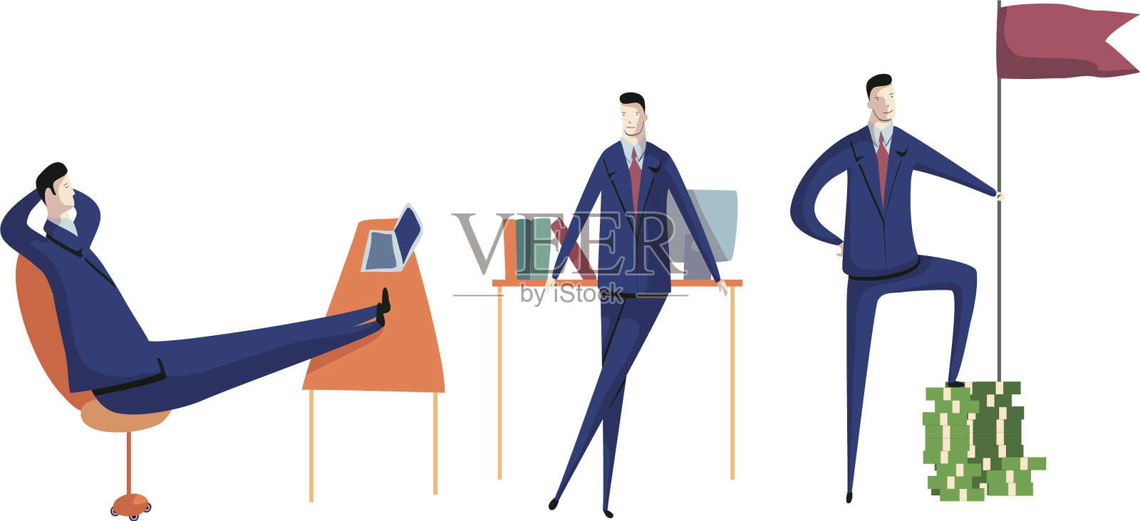 穿着正装的年轻人坐在他的插画图片素材