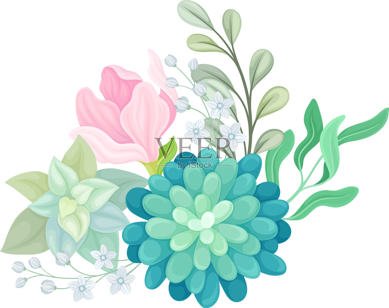 植物成分柔嫩多彩多肉插画图片素材