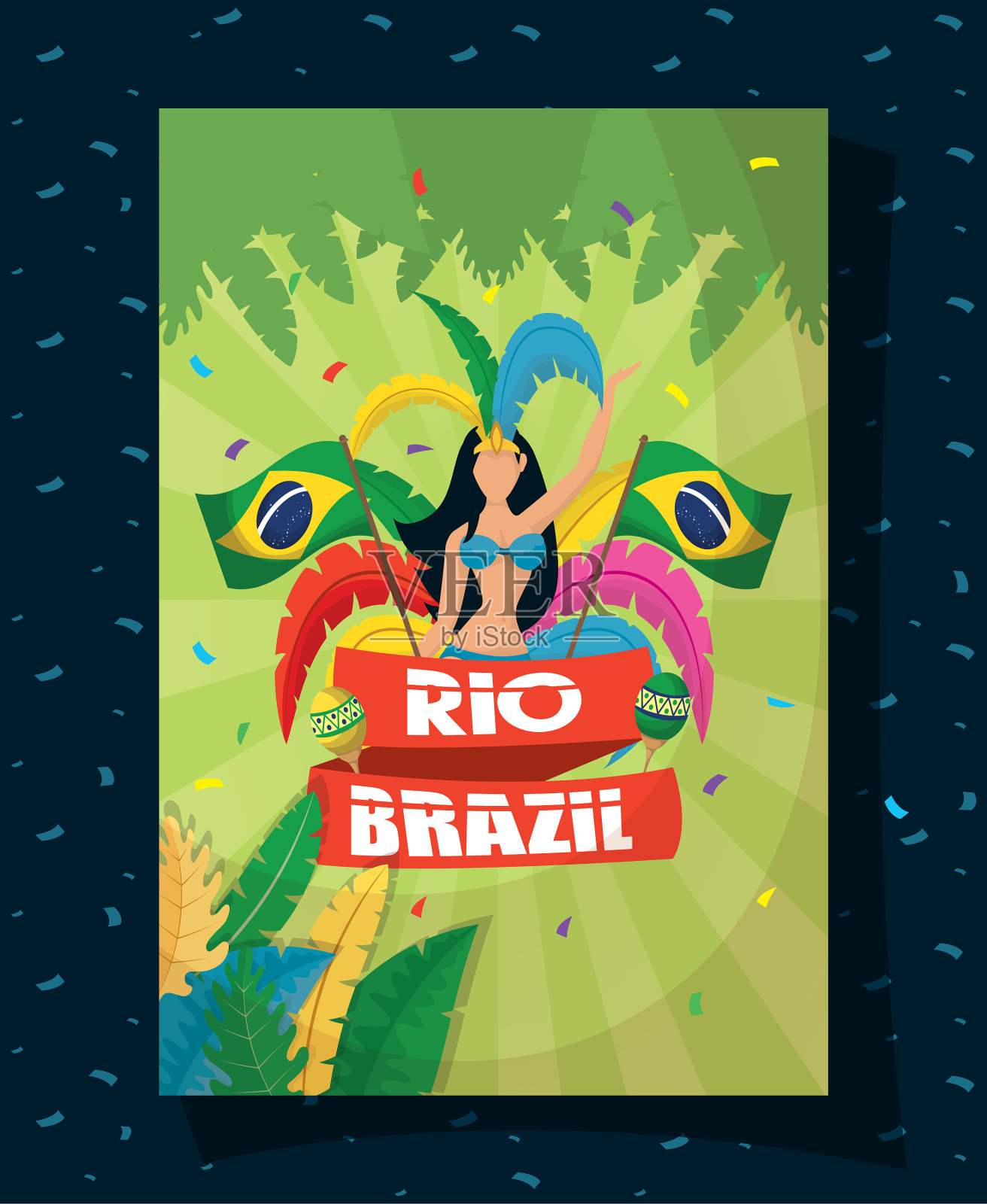 巴西狂欢节海报与美丽的garota插画图片素材