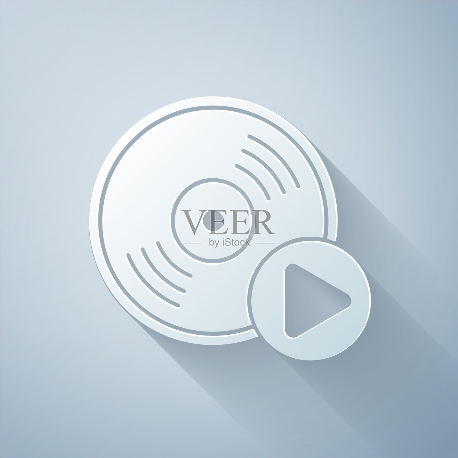 剪纸乙烯基磁盘图标孤立在灰色插画图片素材